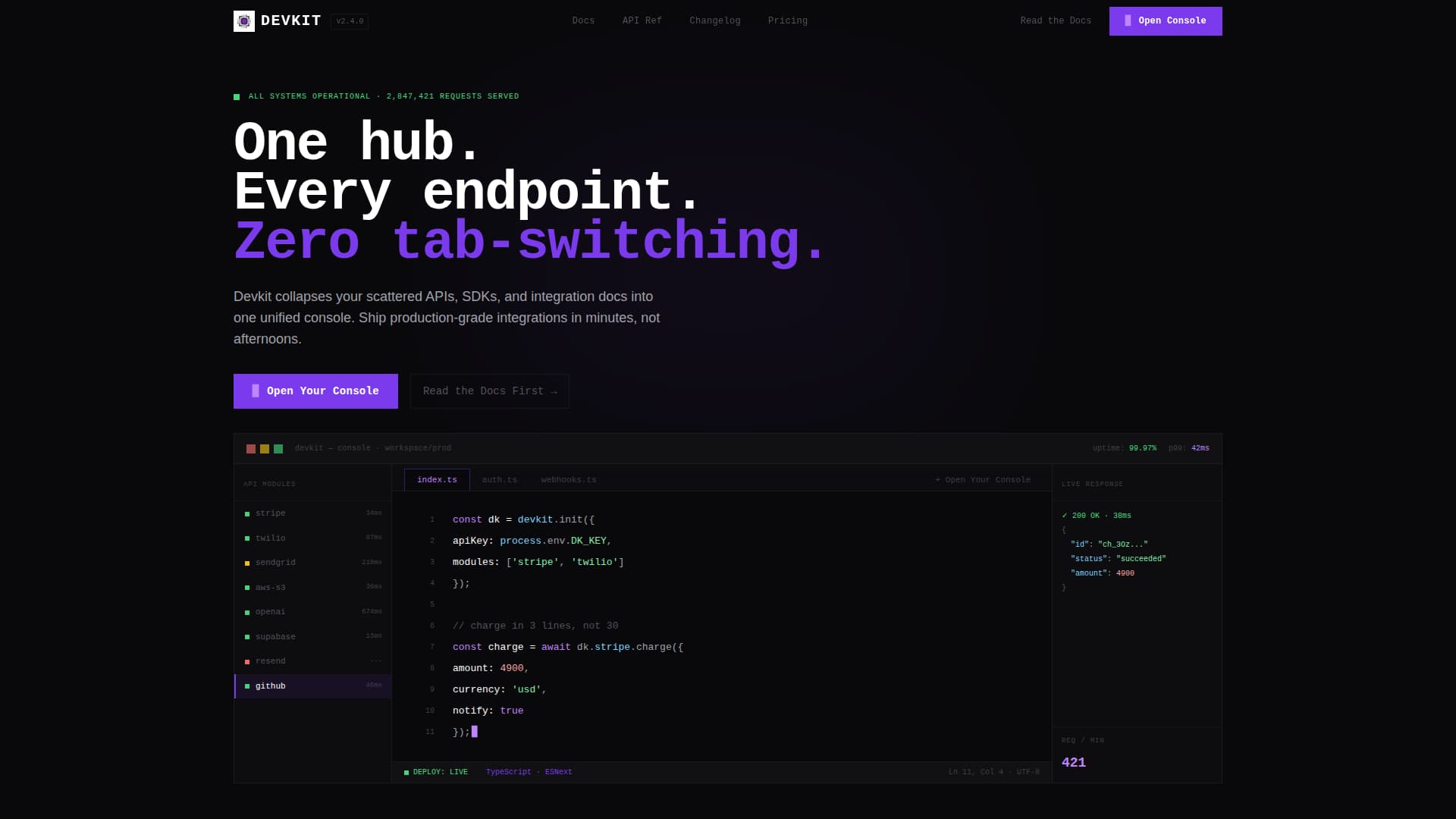 Developer - Modern Hub Landing Page Template