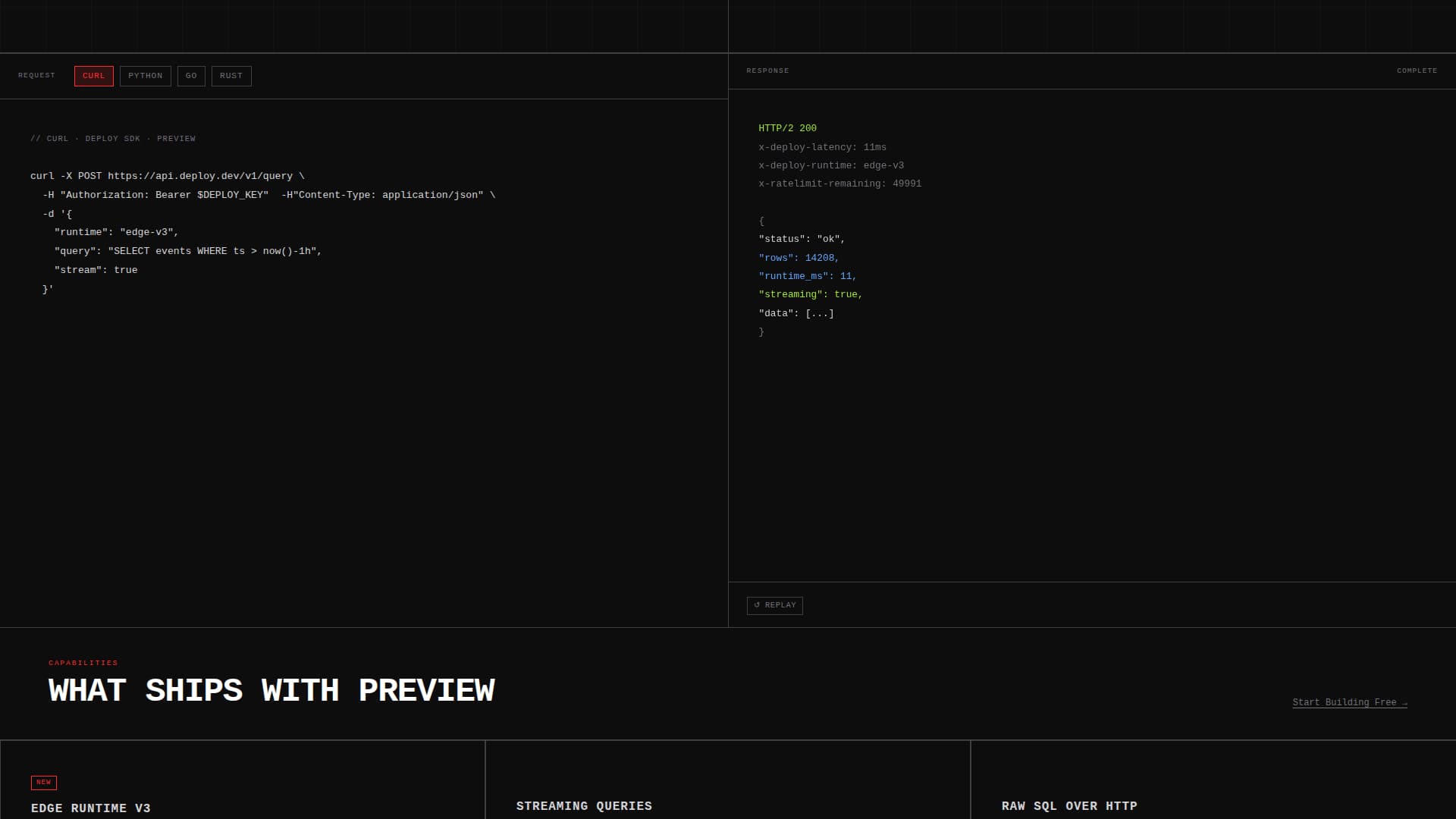 Deploy - Brutalist Developer Landing Page Template