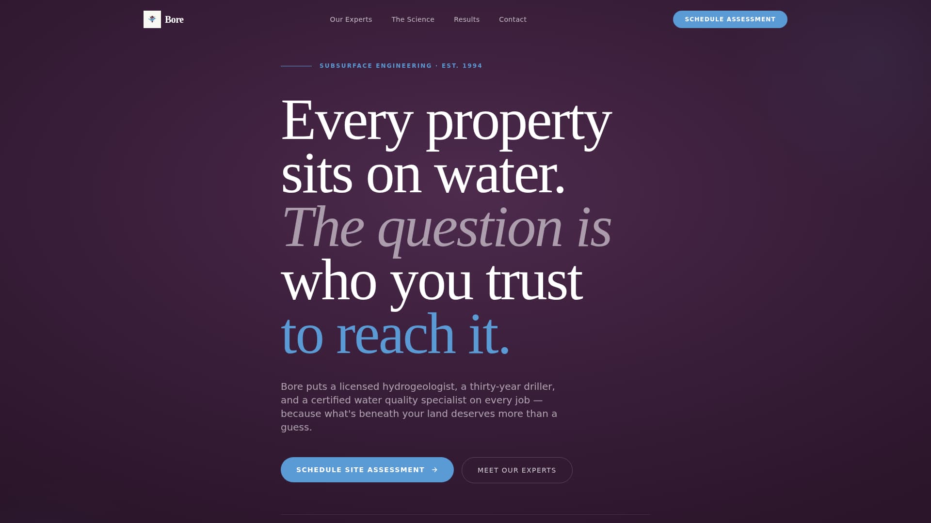 Bore - Authoritative Welldriller Landing Page Template