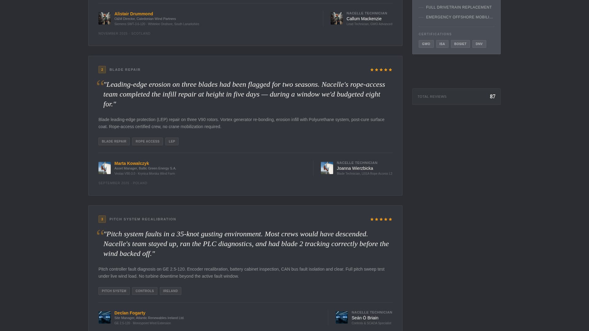 Wind Turbine Technician Business Reviews Website Template