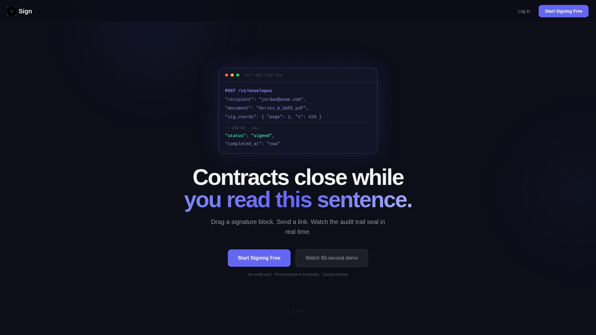 Sign - Frictionless Signature Landing Page Template
