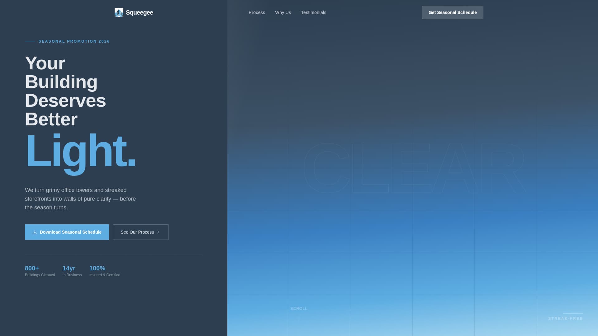 Squeegee - Precision Window Cleaning Landing Page Template