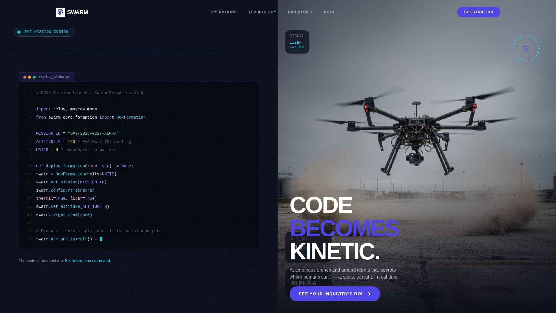 Swarm - Autonomous Robotics Landing Page Template