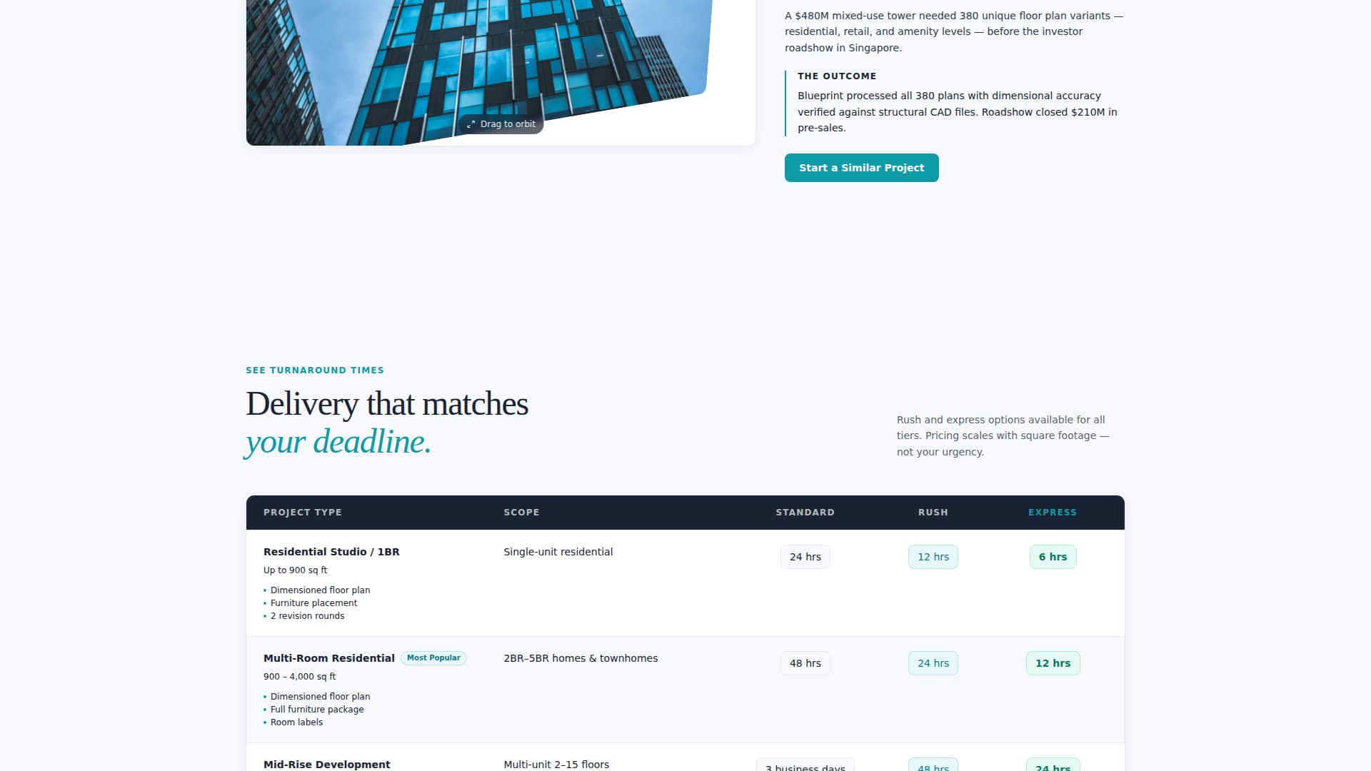 Blueprint - Precision Floorplan Landing Page Template