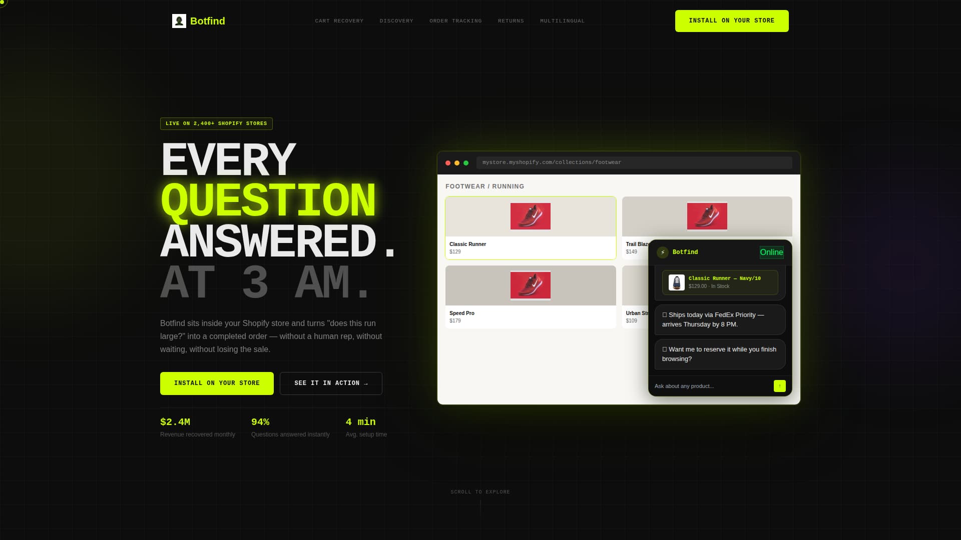 Botfind - Intelligent Ecommerce Landing Page Template