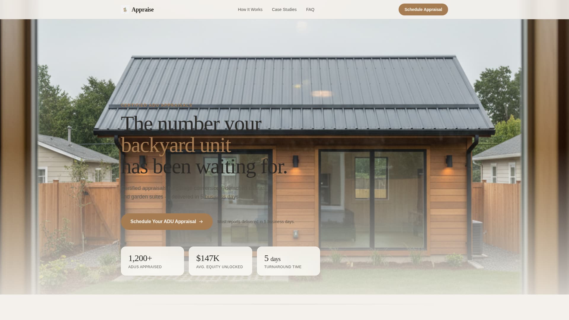 Appraise - Trusted ADU Landing Page Template
