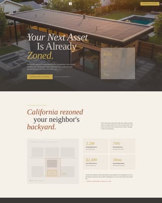 Parcel - Immersive ADU Investment Landing Page Template