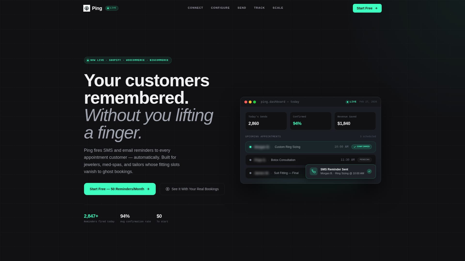 Ping - Automated Appointment Landing Page Template