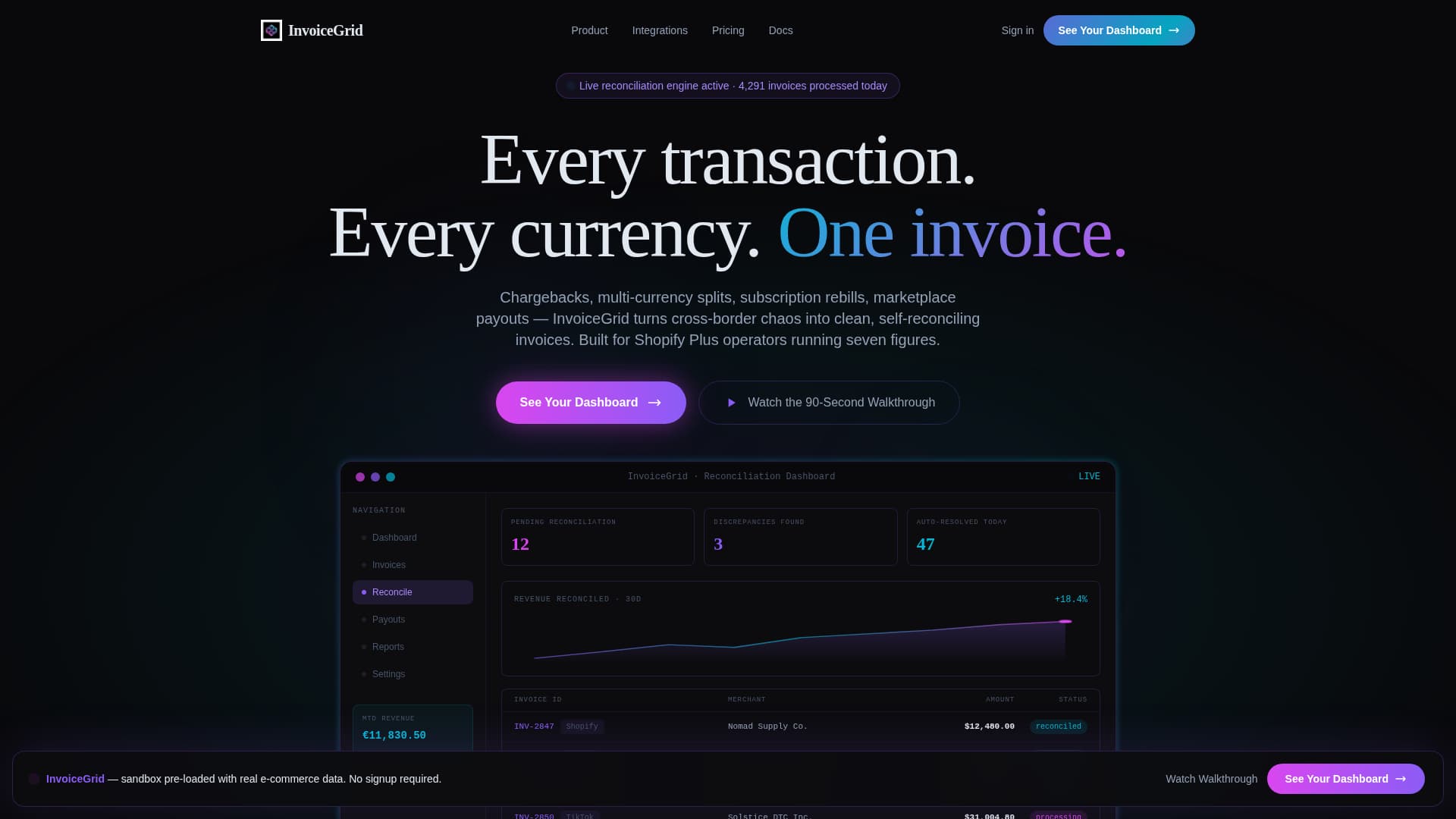 Invoicegrid - Automated Ecommerce Landing Page Template