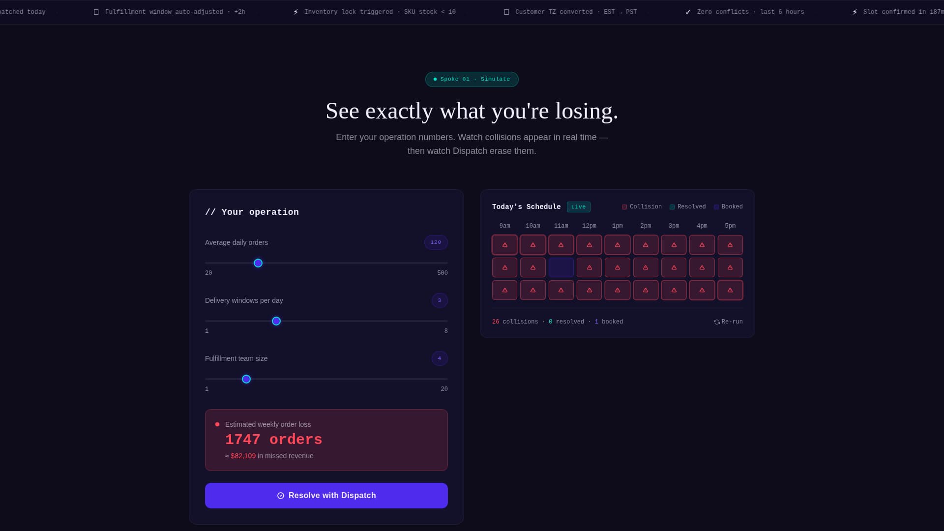 Dispatch - Precision Scheduling Landing Page Template