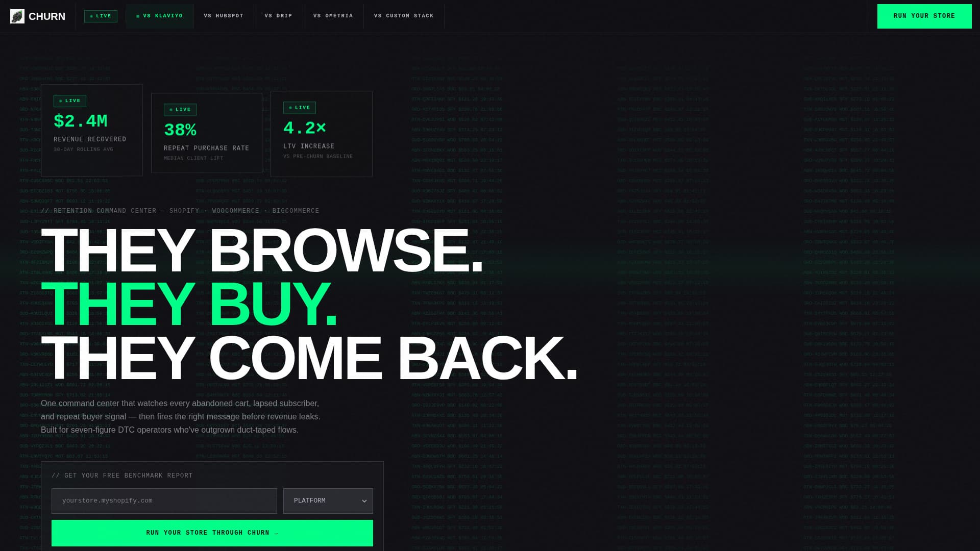 Churn - High-Voltage Retention Landing Page Template