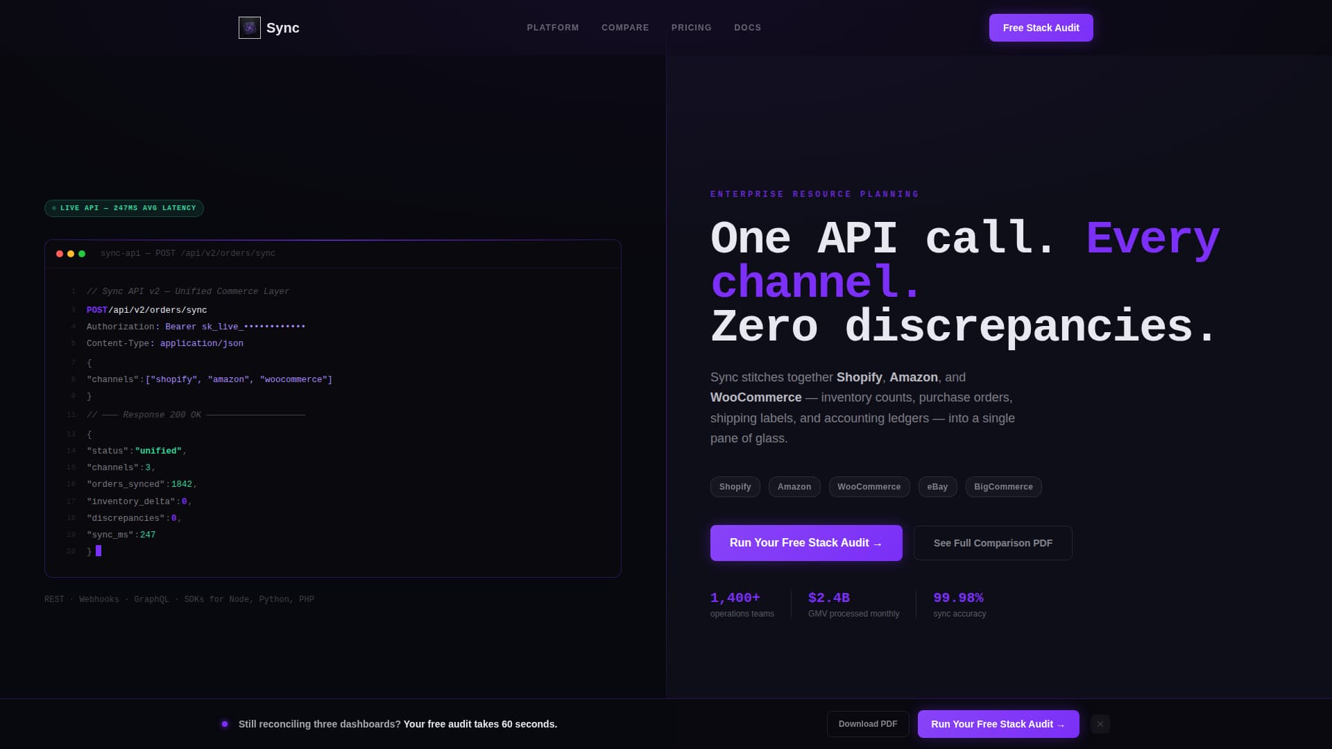 Sync - Unified ERP Landing Page Template