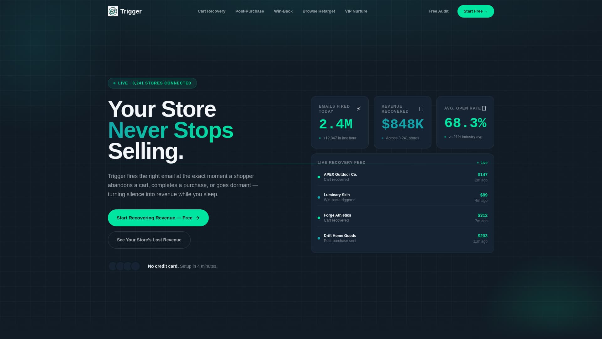 Trigger - Automated Ecommerce Landing Page Template