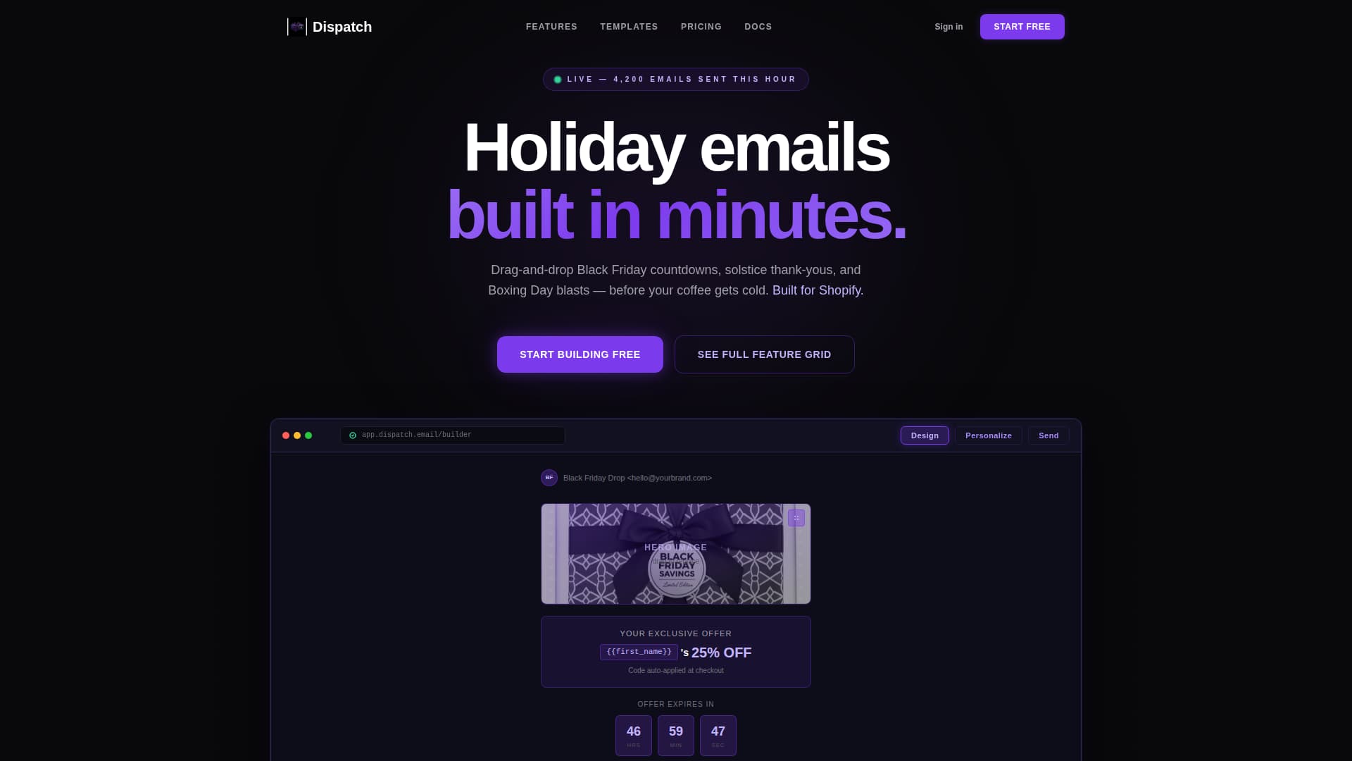 Dispatch - Powerful Holiday Landing Page Template