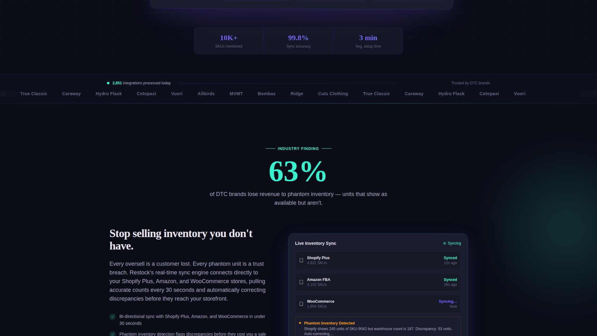 Restock - Intelligent Inventory Landing Page Template