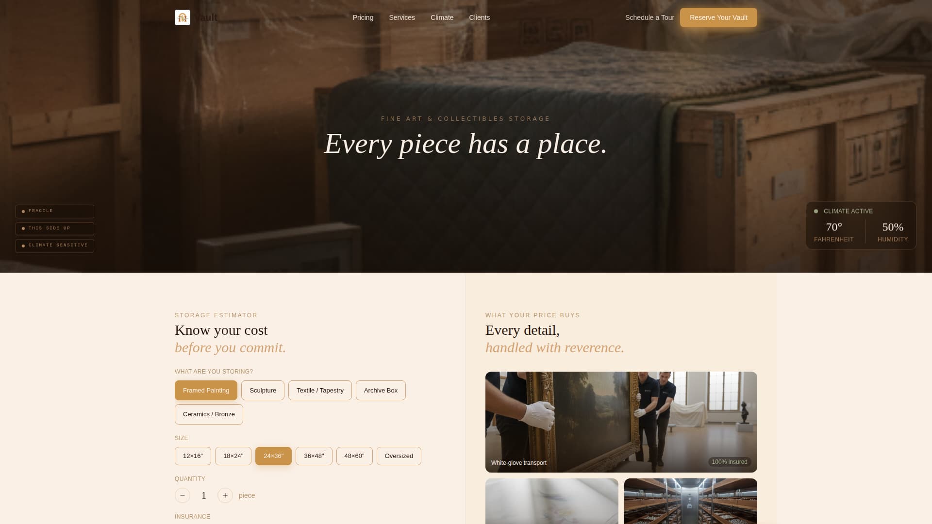 Vault - Premium Artstorage Landing Page Template
