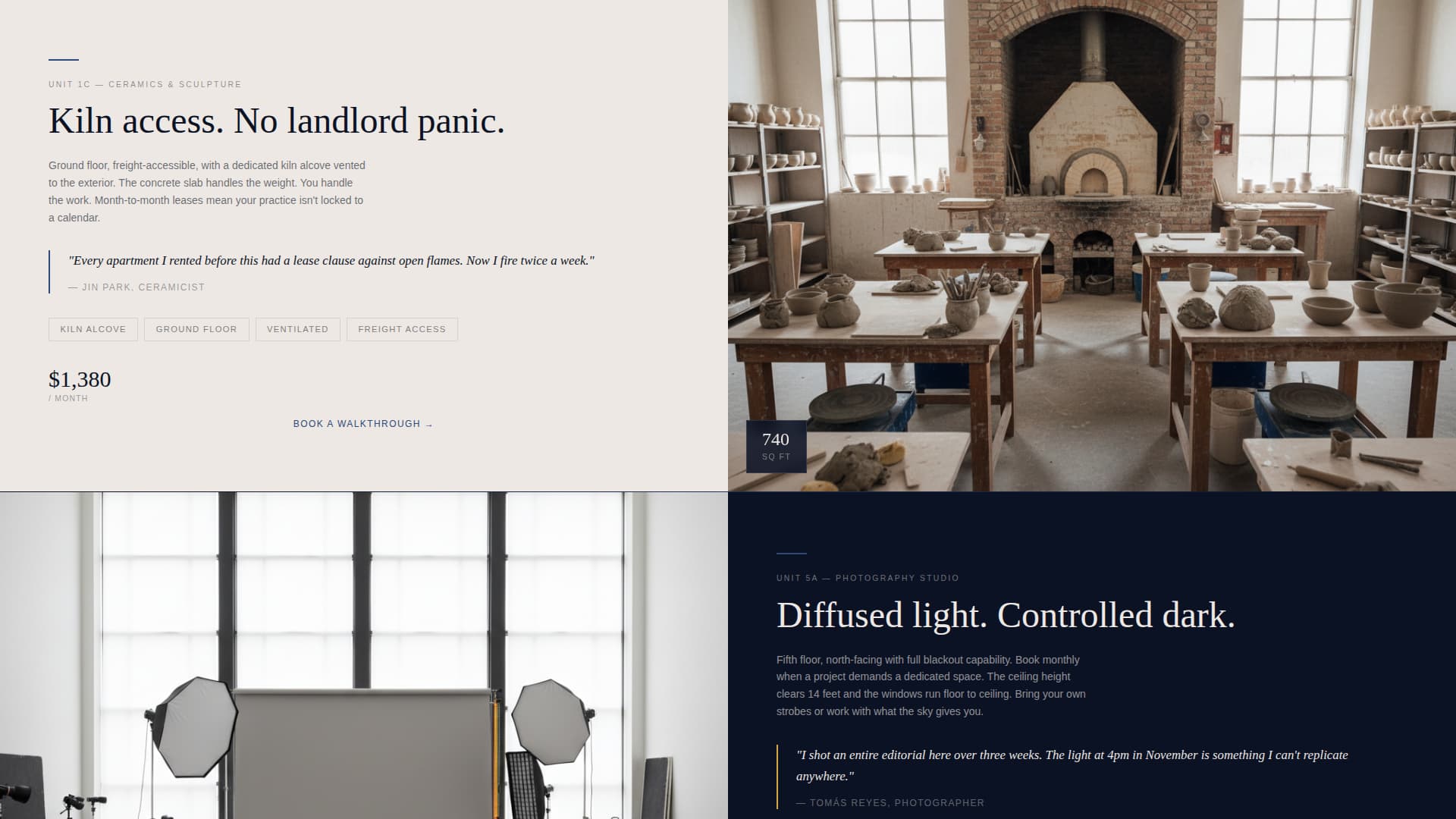 Atelier - Inspiring Studiorental Landing Page Template