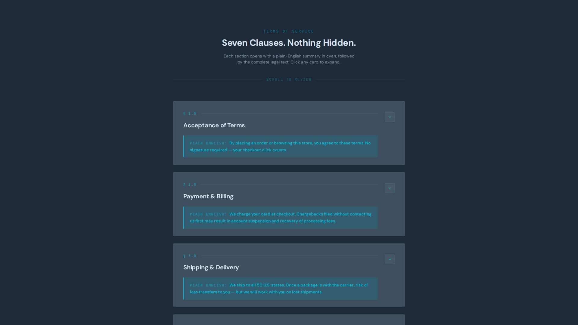 E-Commerce Terms of Service Plain-Language Website Template