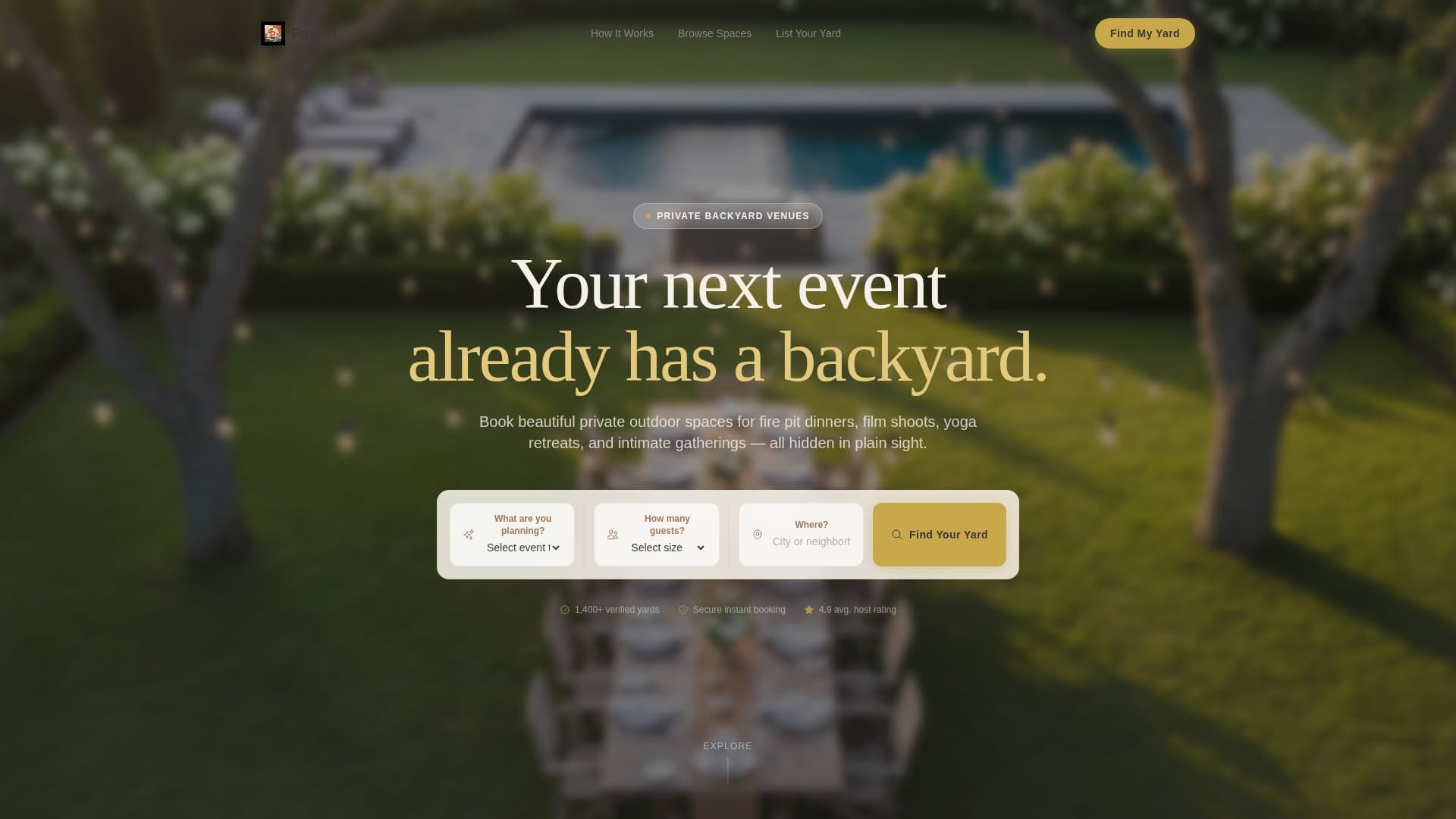 Parcel - Curated Backyard Landing Page Template