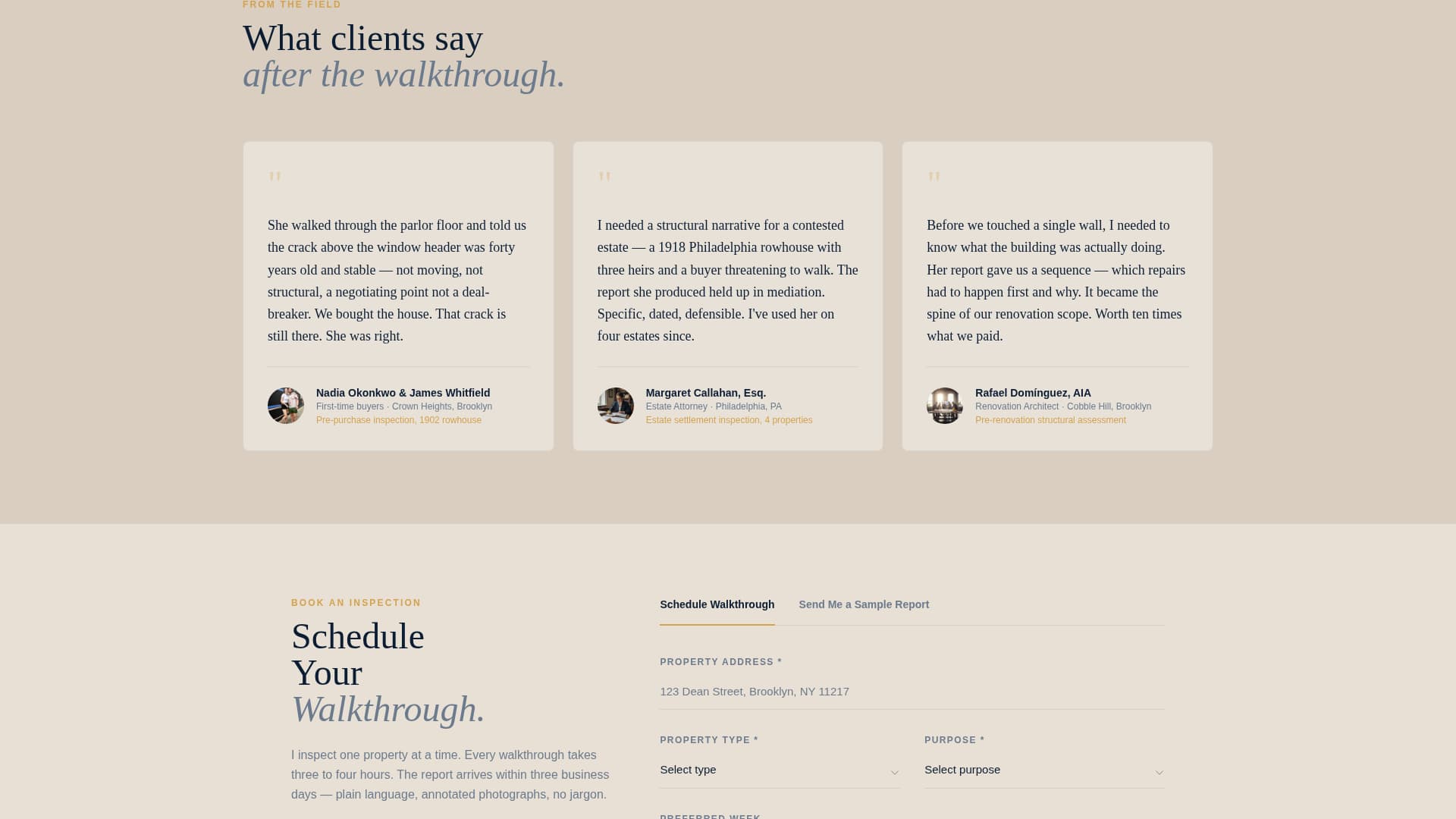 Brownstone - Trusted Inspection Landing Page Template