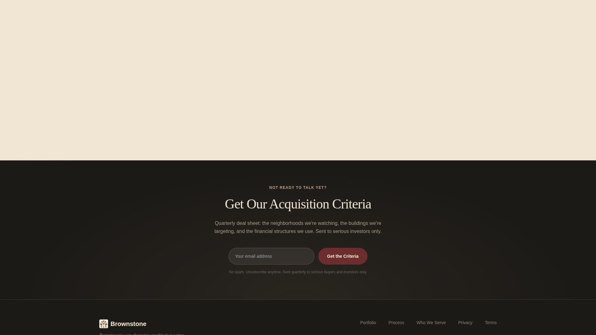 Brownstone - Prestigious Rowhouse Landing Page Template