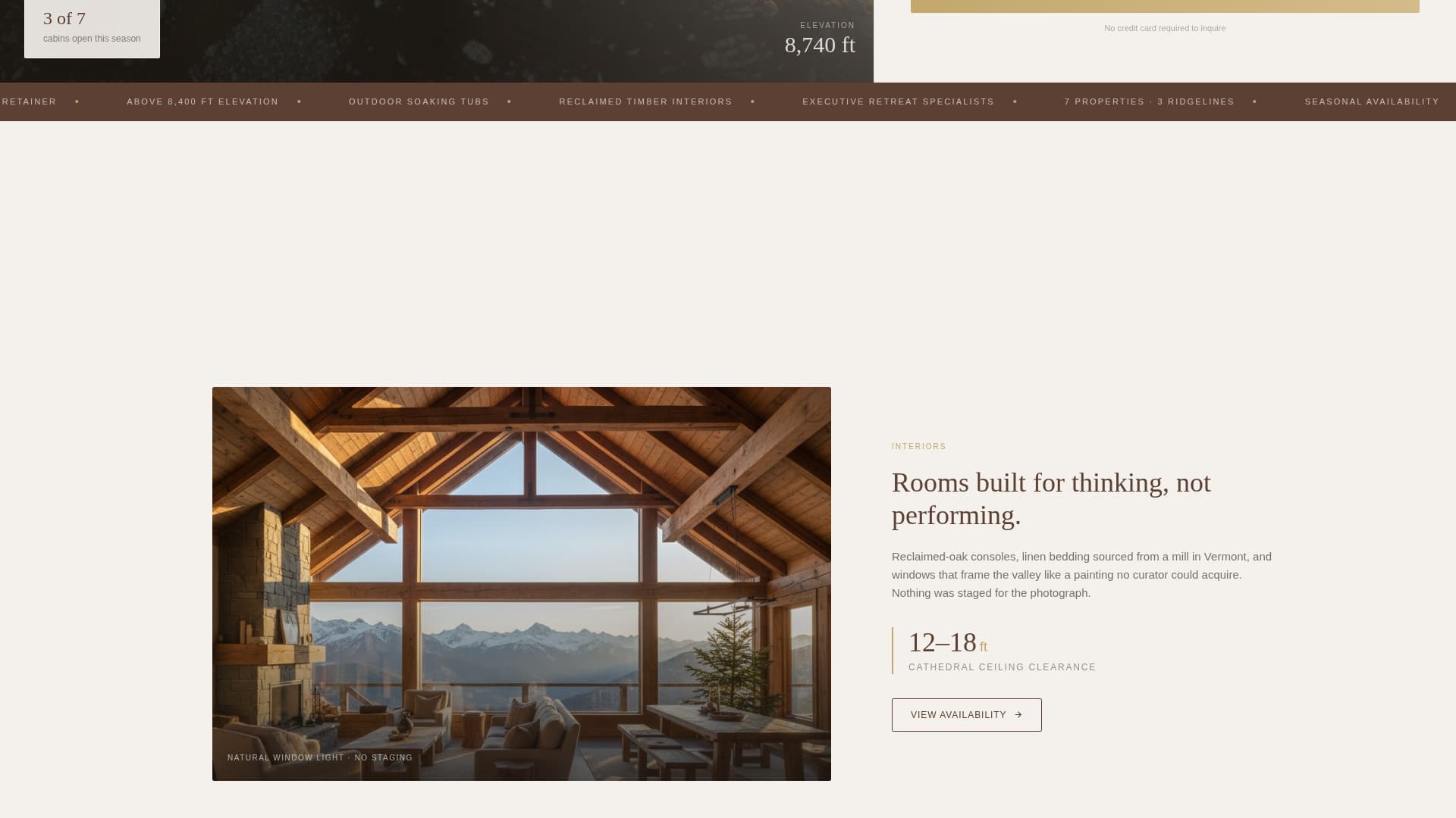 Summit - Exclusive Cabin Landing Page Template