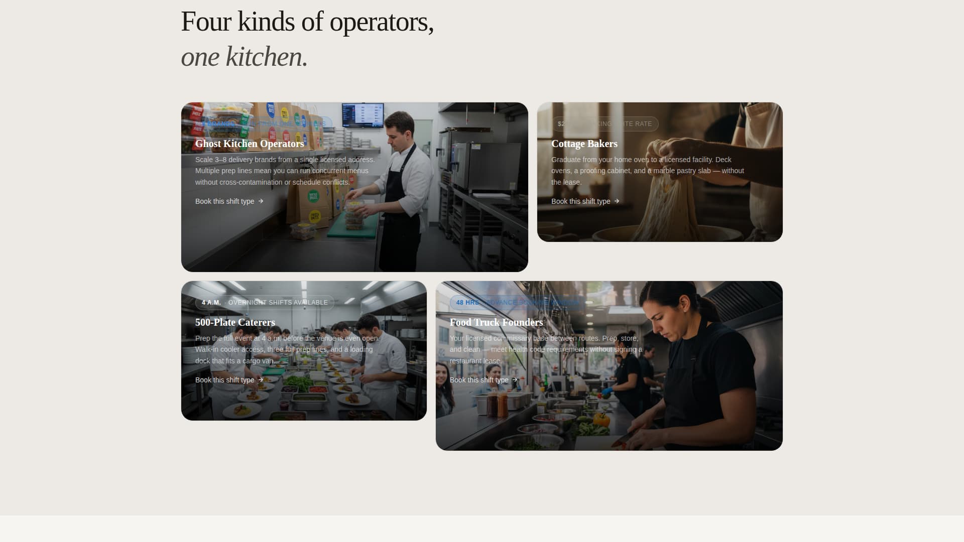 Commissary - Immersive Kitchenrental Landing Page Template