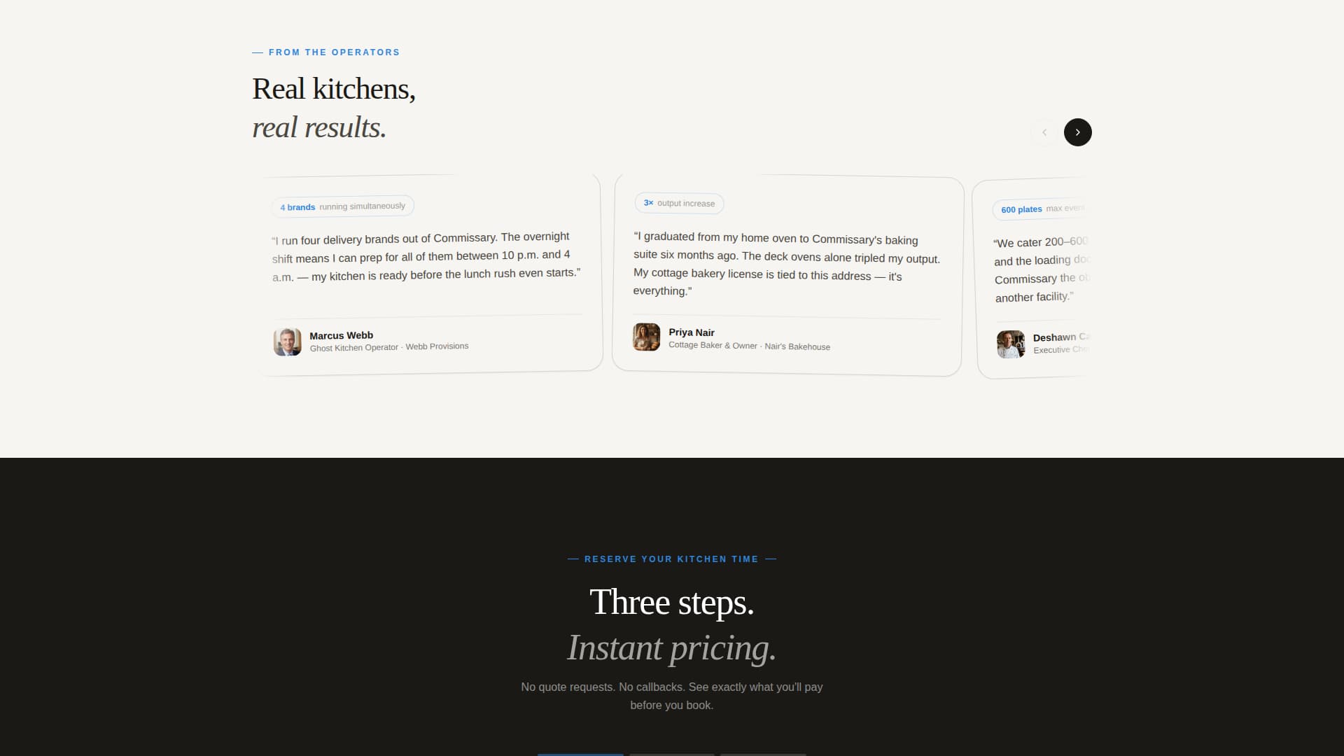 Commissary - Immersive Kitchenrental Landing Page Template