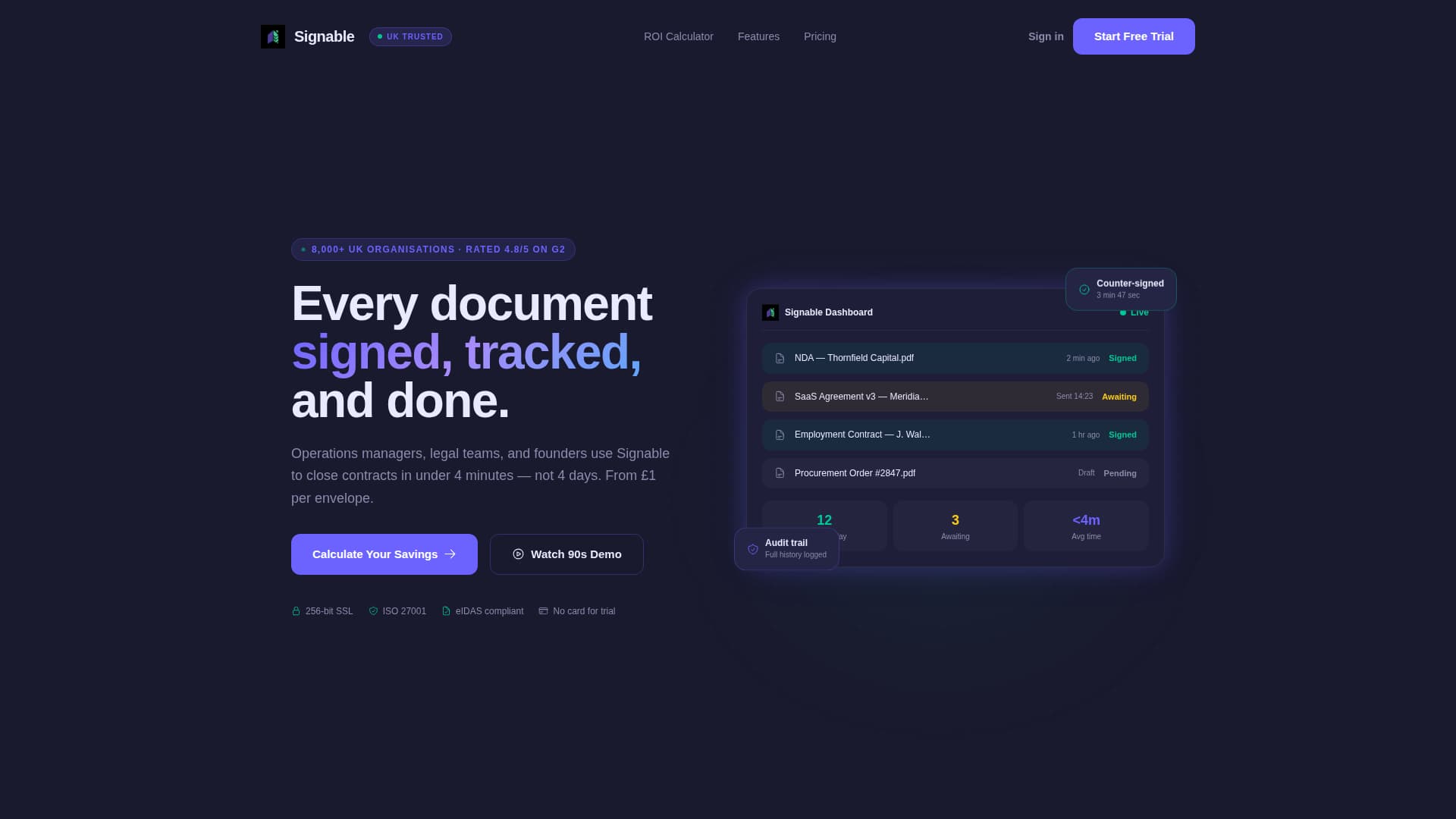 Signable - Powerful eSignature Landing Page Template