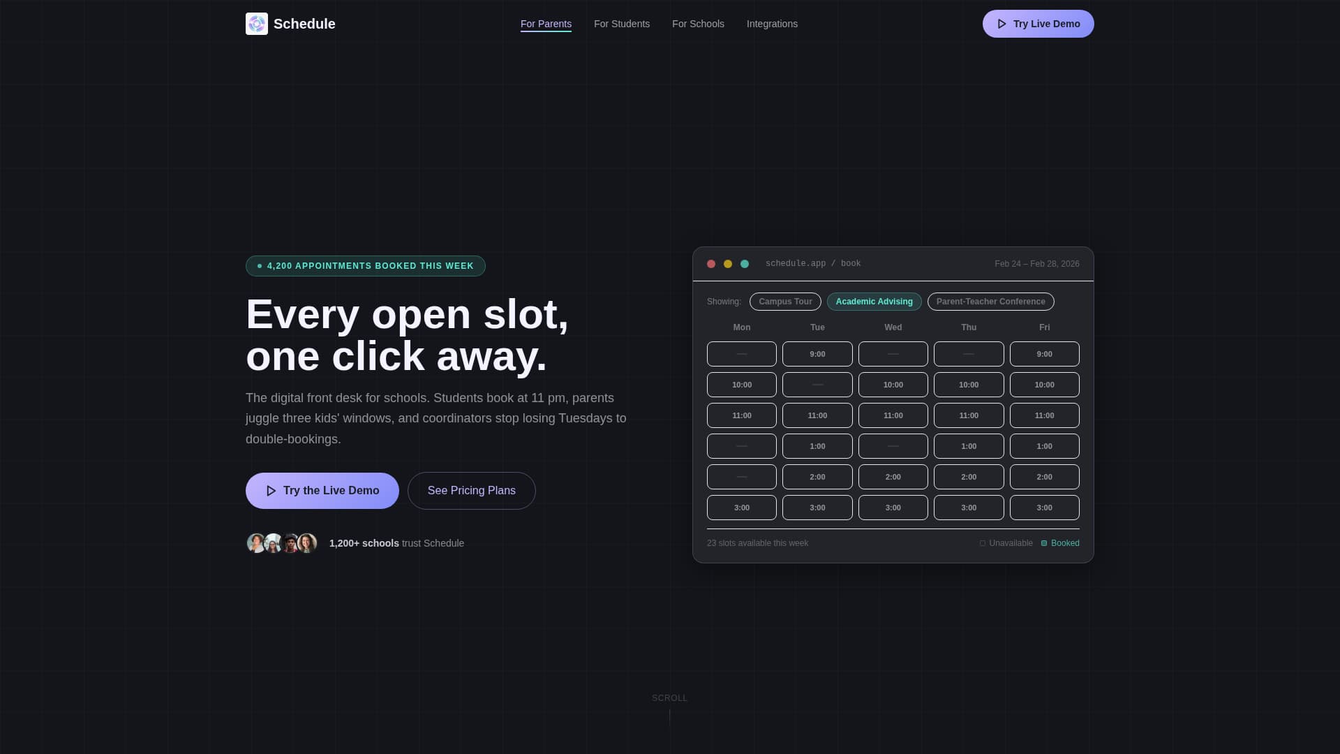 Schedule - Effortless Education Landing Page Template