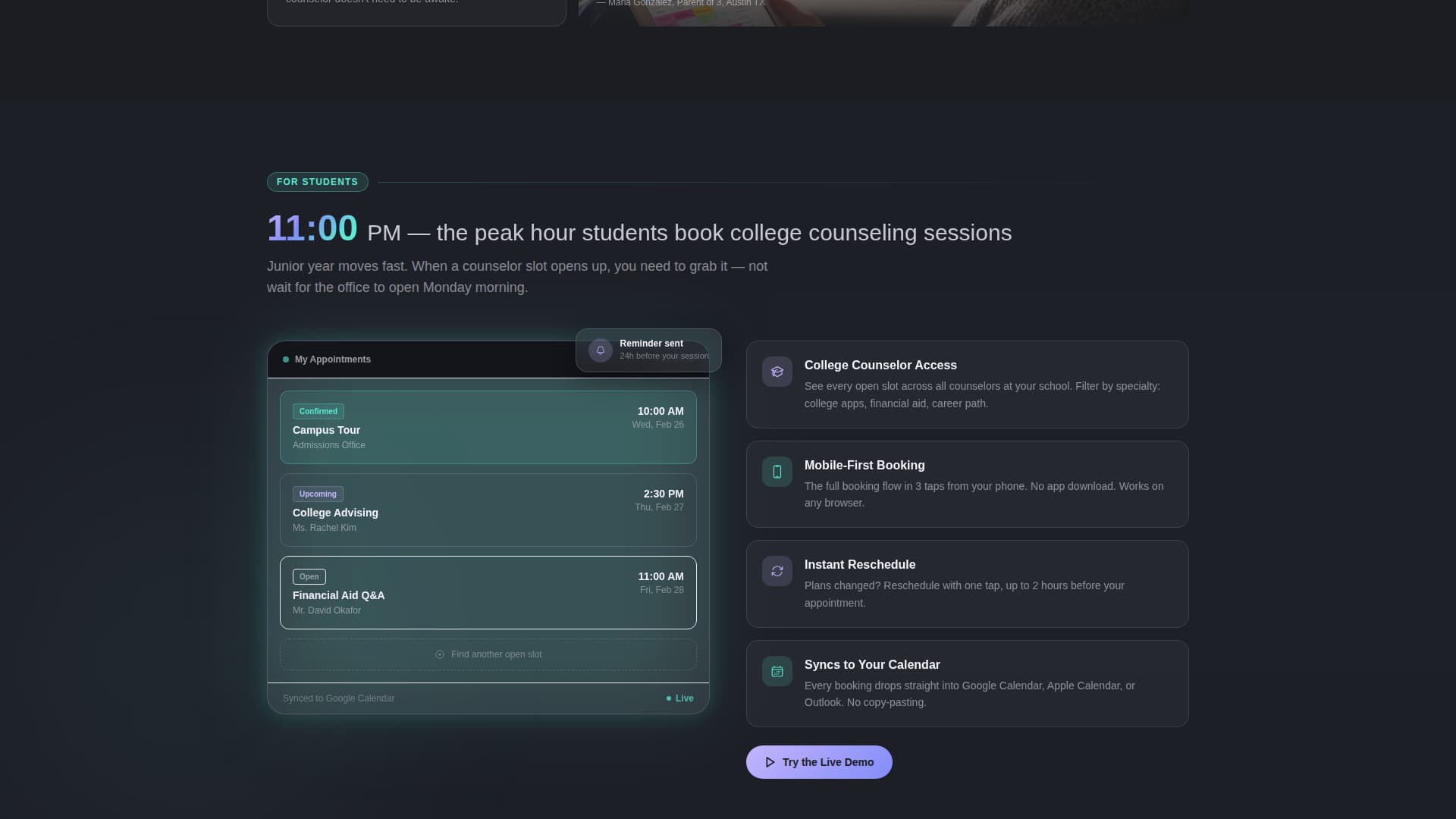 Schedule - Effortless Education Landing Page Template