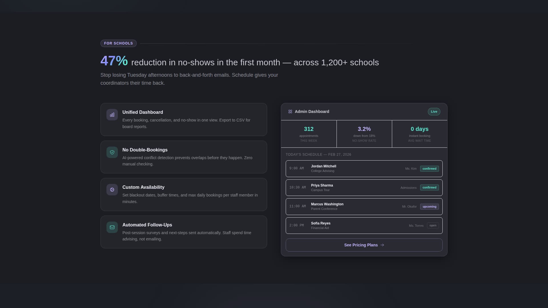 Schedule - Effortless Education Landing Page Template