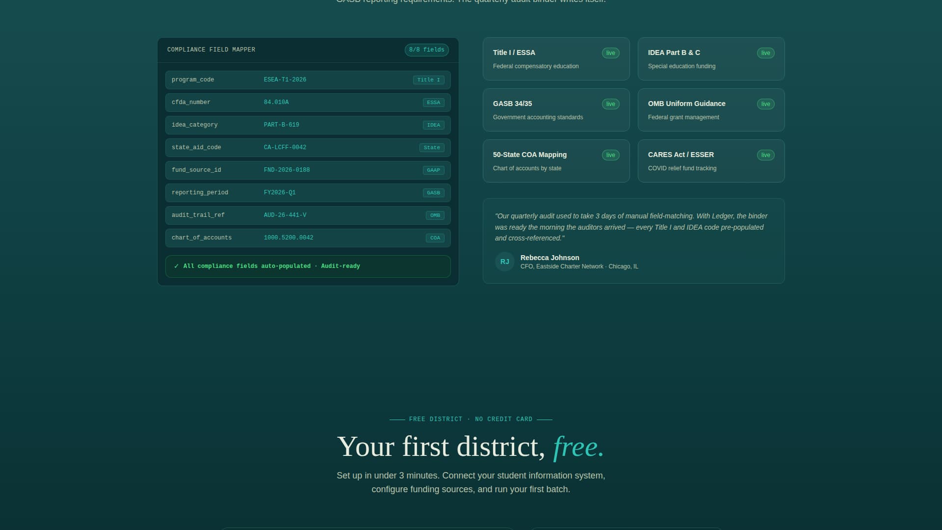 Ledger - Automated Education Billing Landing Page Template