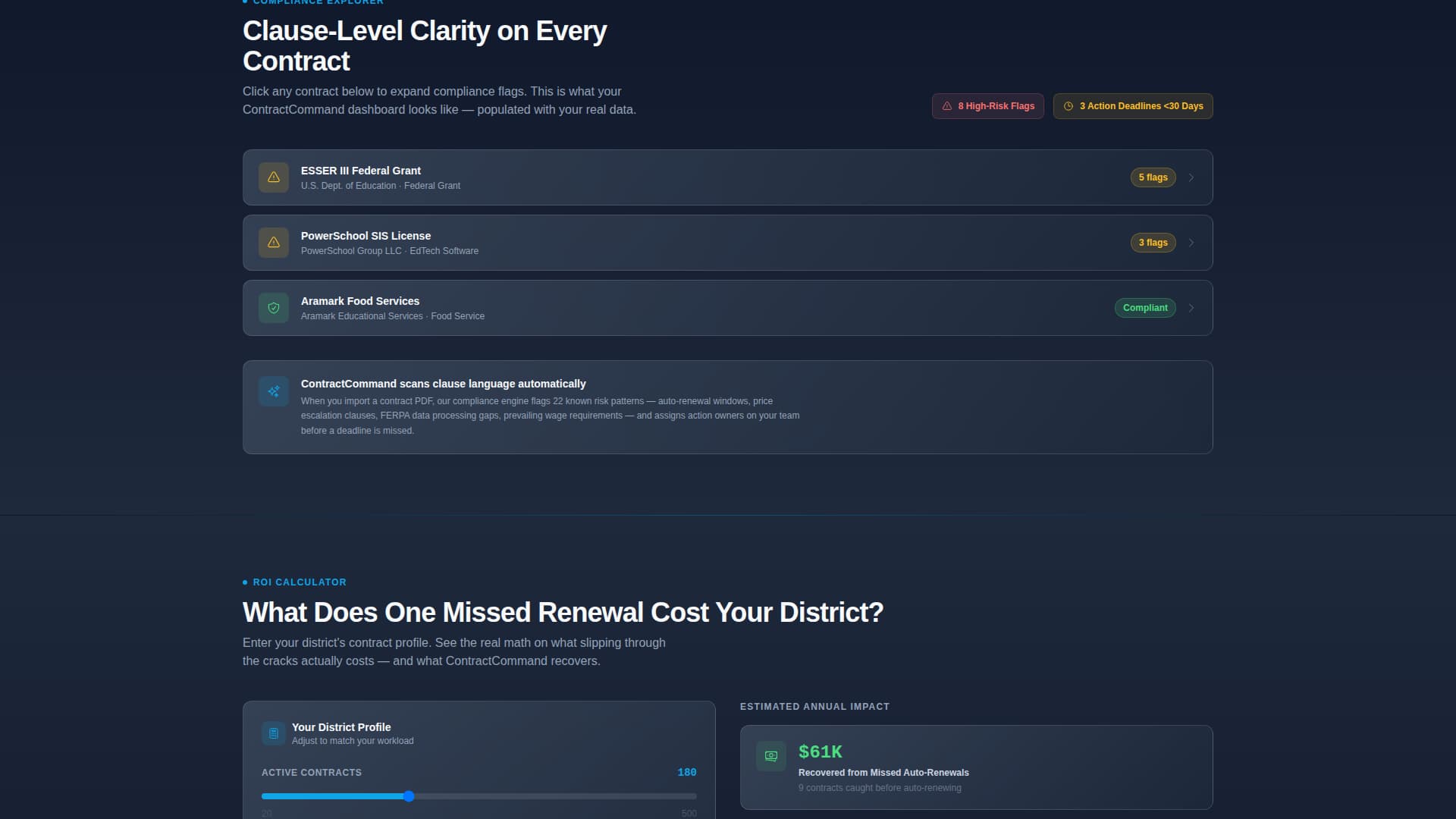 Contract Command - Powerful Education Management Landing Page Template