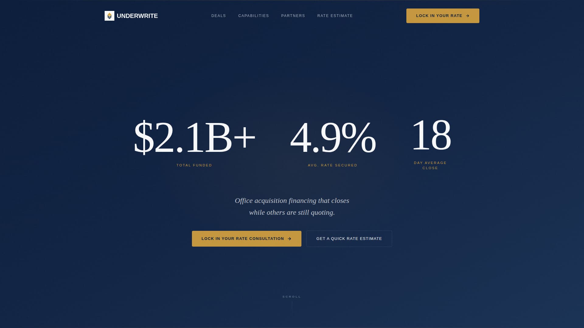 Underwrite - Precision Commercial Landing Page Template