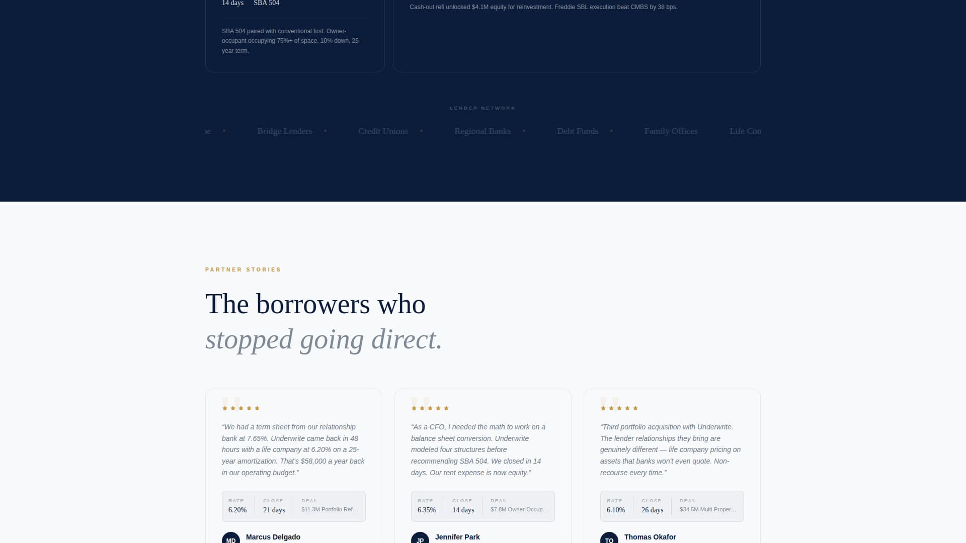 Underwrite - Precision Commercial Landing Page Template