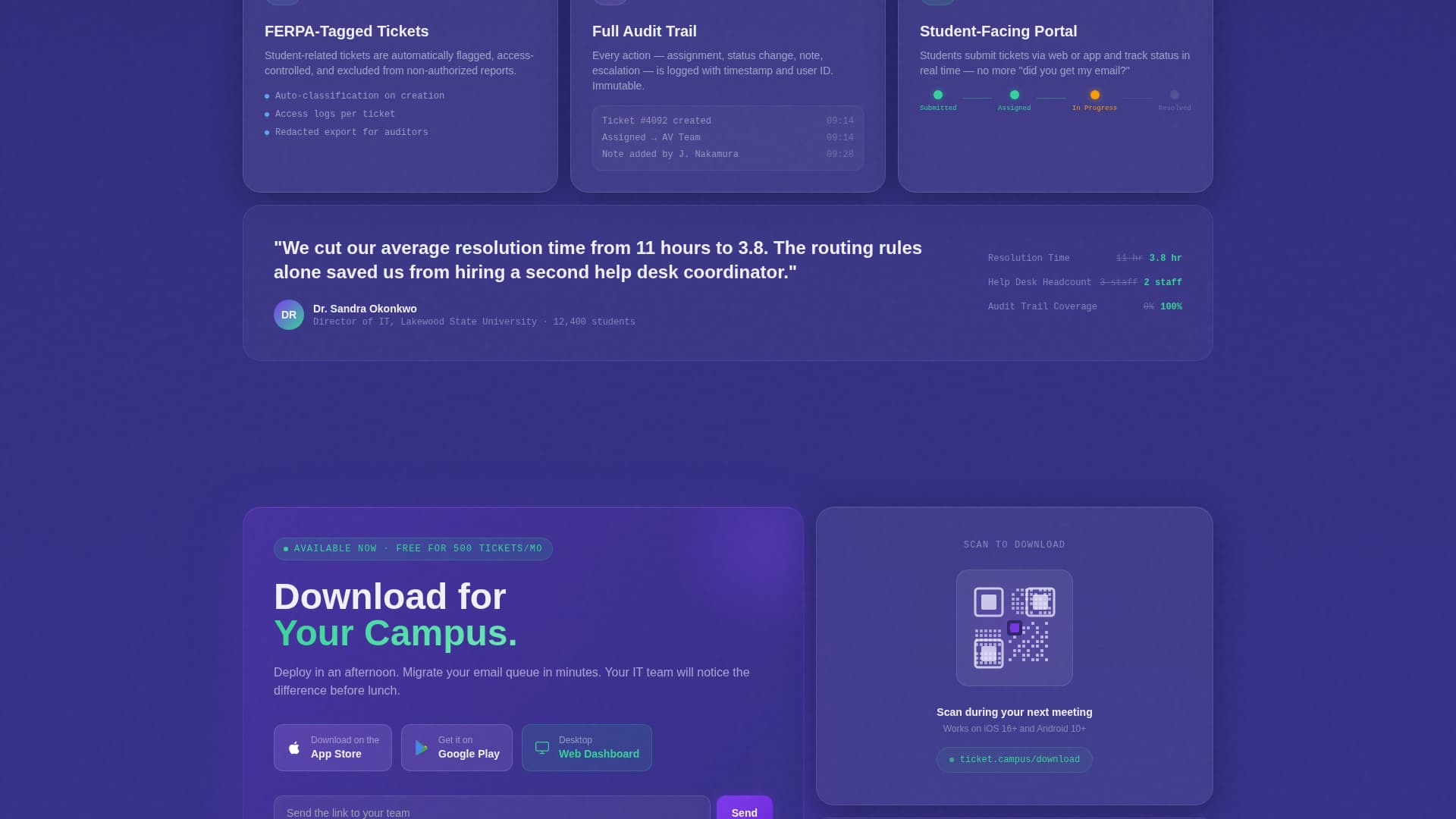 Ticket - Streamlined Campus Landing Page Template