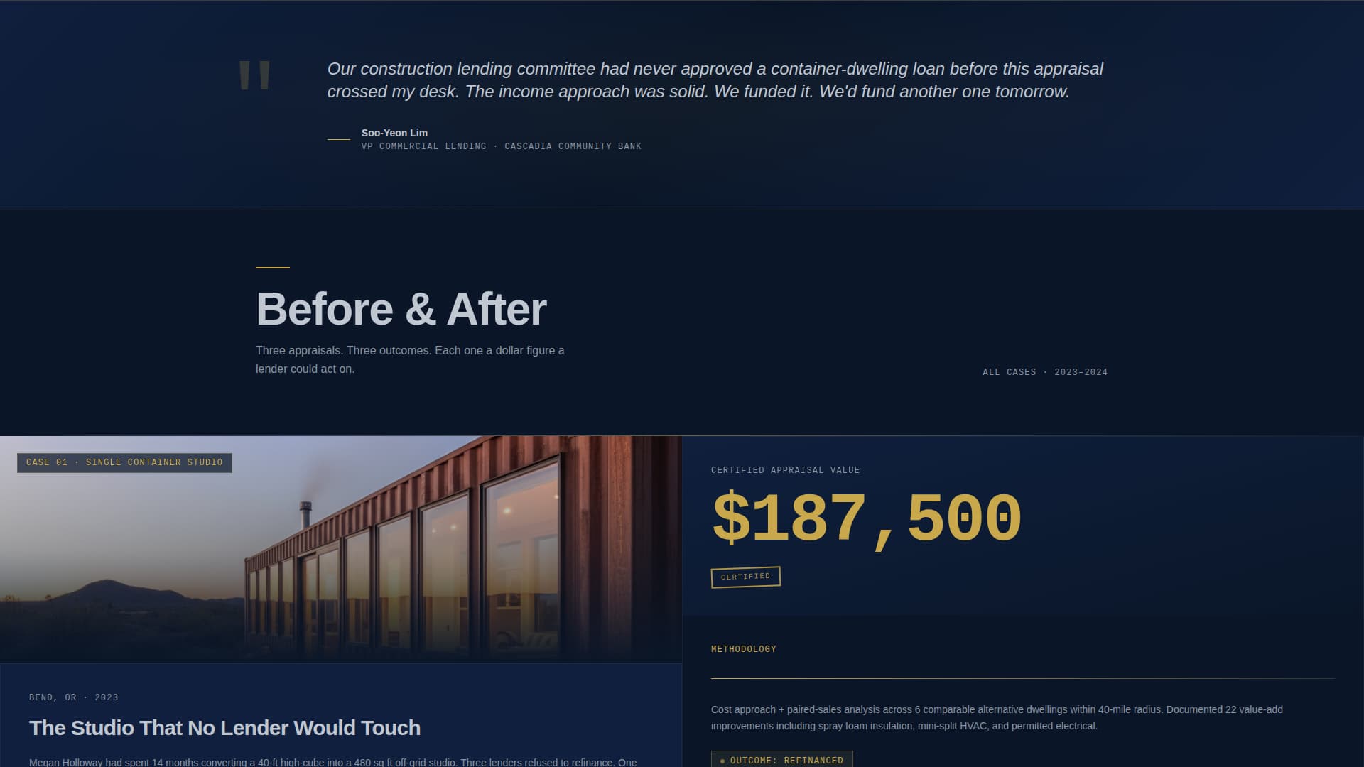 Appraise - Certified Container Home Landing Page Template
