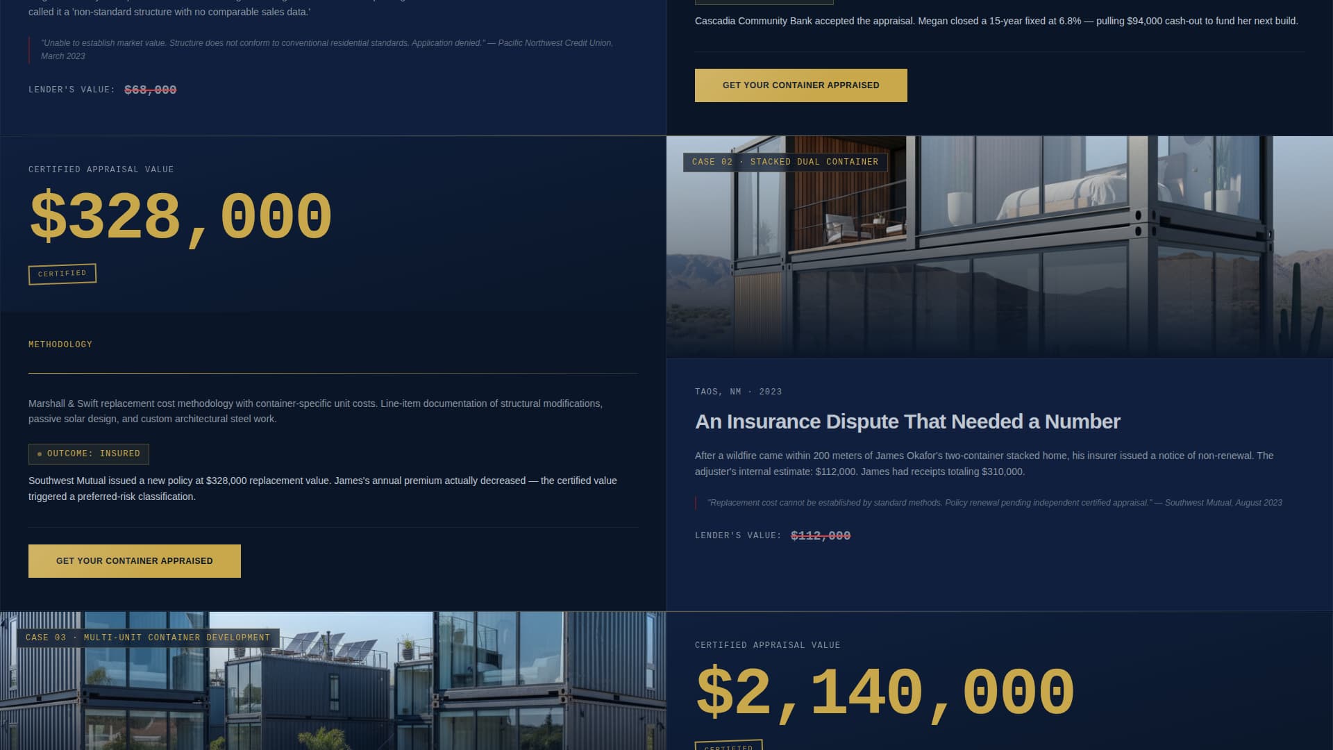 Appraise - Certified Container Home Landing Page Template