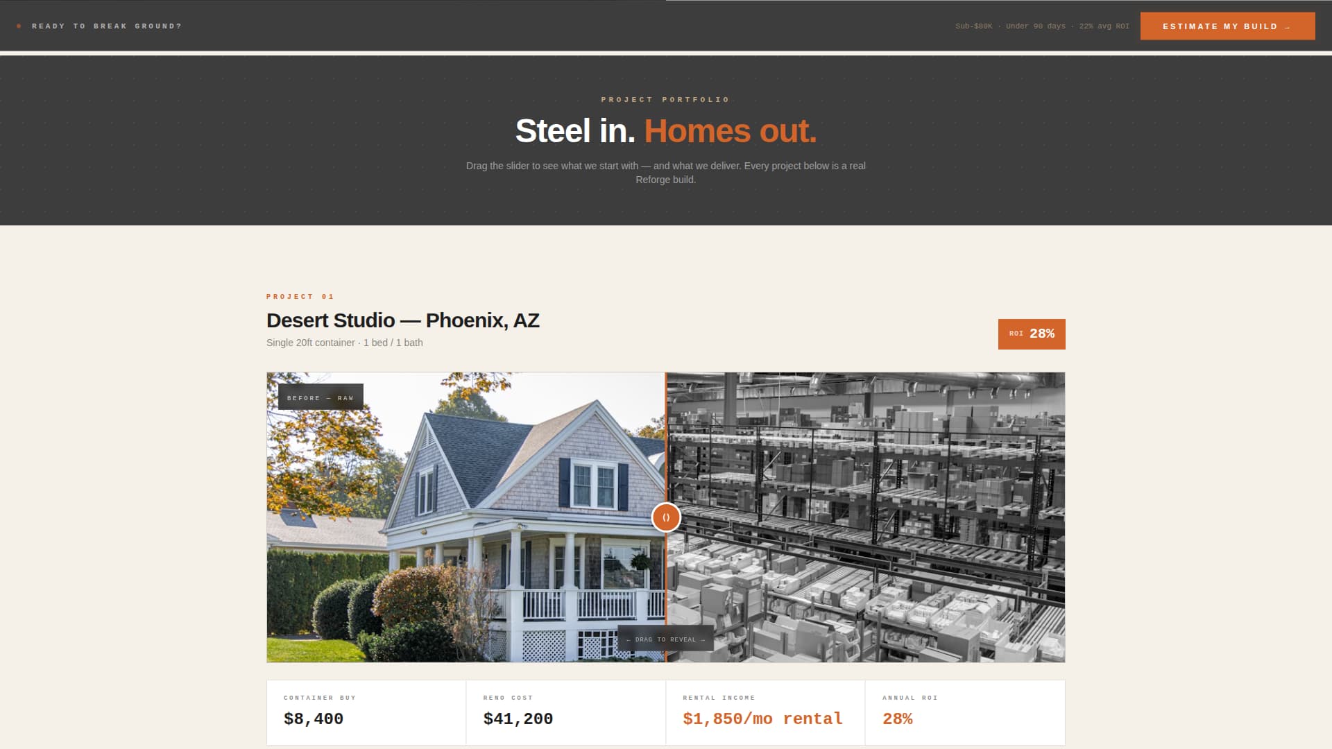 Reforge - Industrial Containerhome Landing Page Template