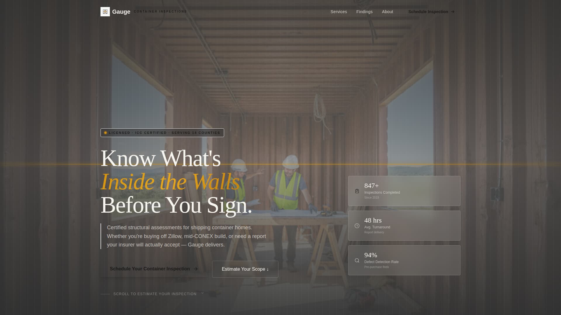 Gauge - Trusted Container Home Landing Page Template