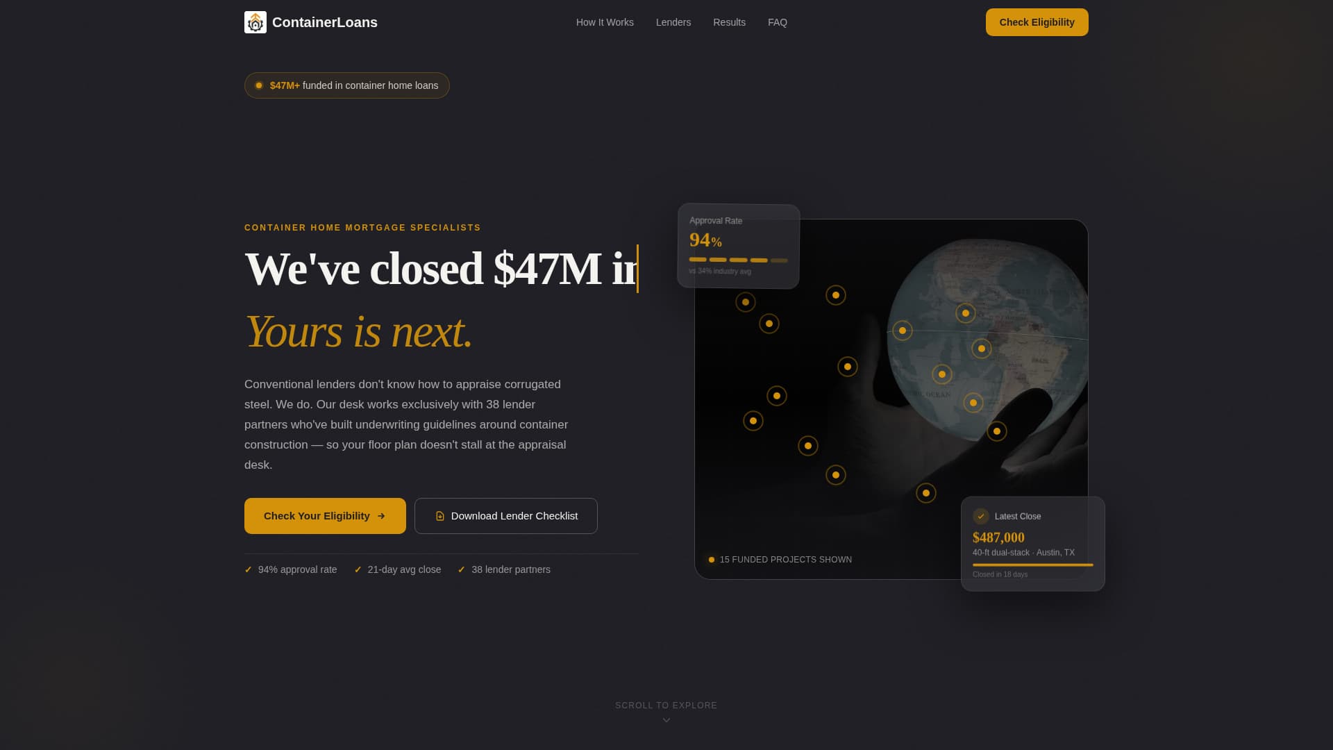 Container Loans - Precision Mortgage Landing Page Template