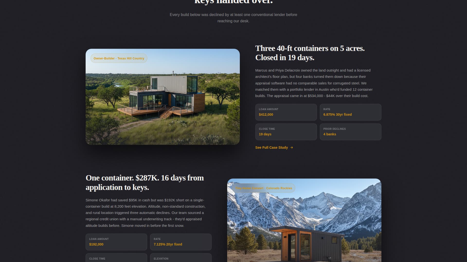 Container Loans - Precision Mortgage Landing Page Template