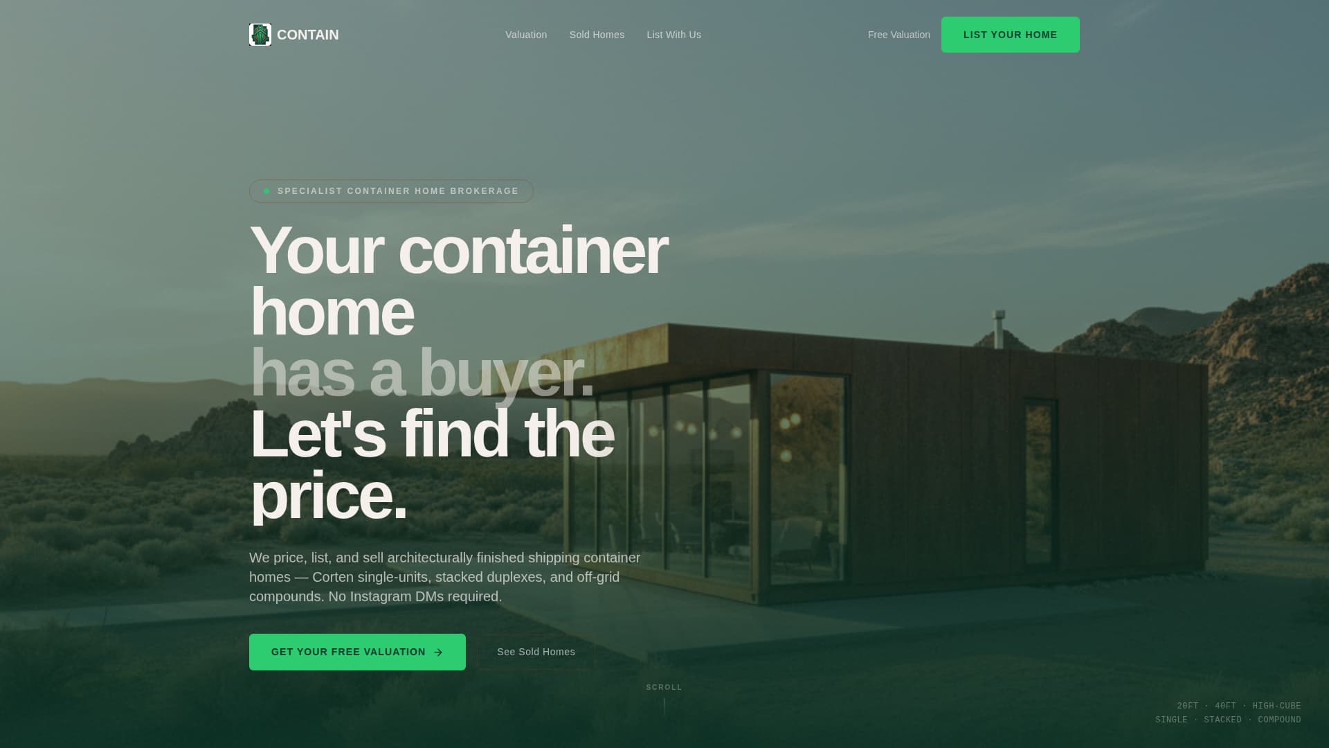 Contain - Luxe Container Home Landing Page Template