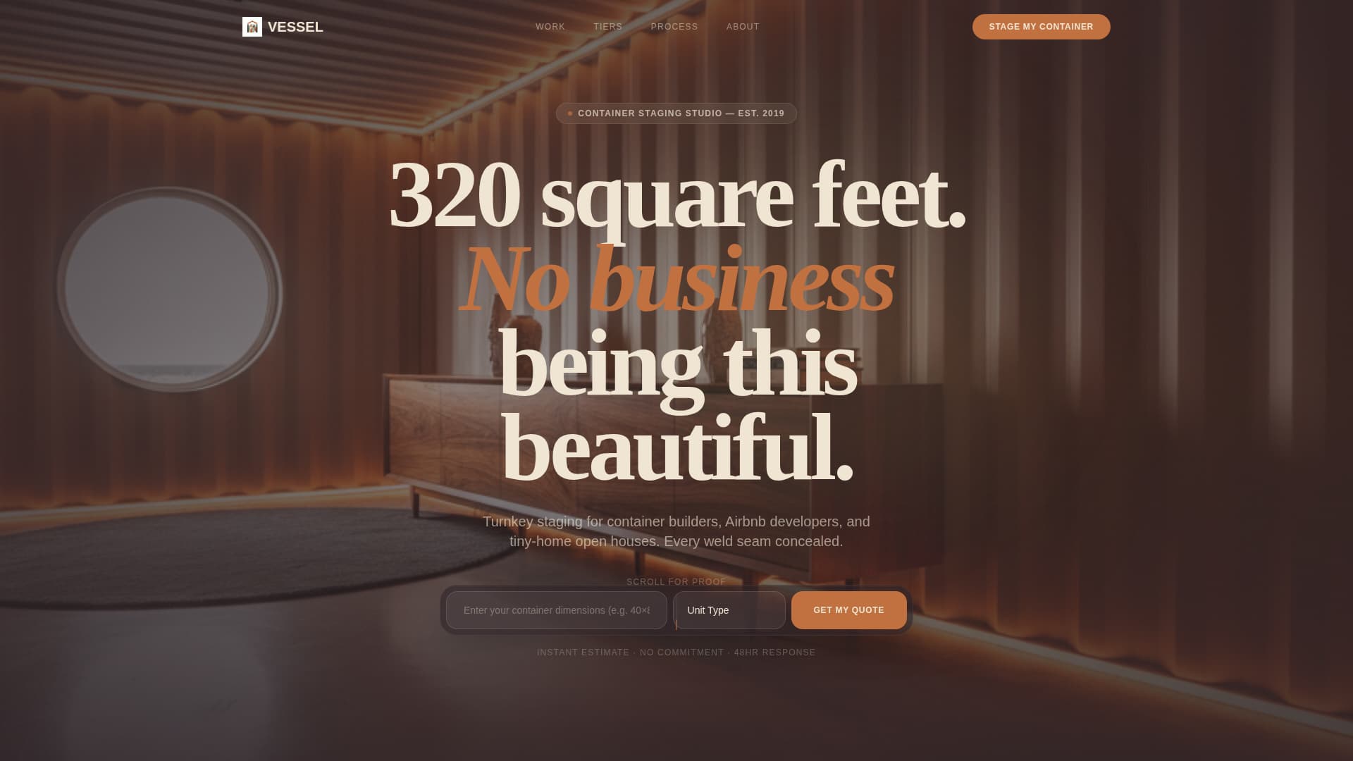 Vessel - Immersive Container Home Landing Page Template