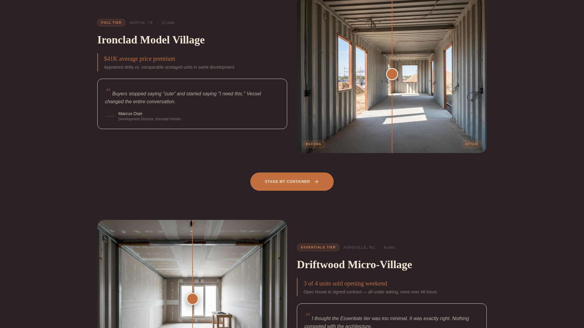 Vessel - Immersive Container Home Landing Page Template