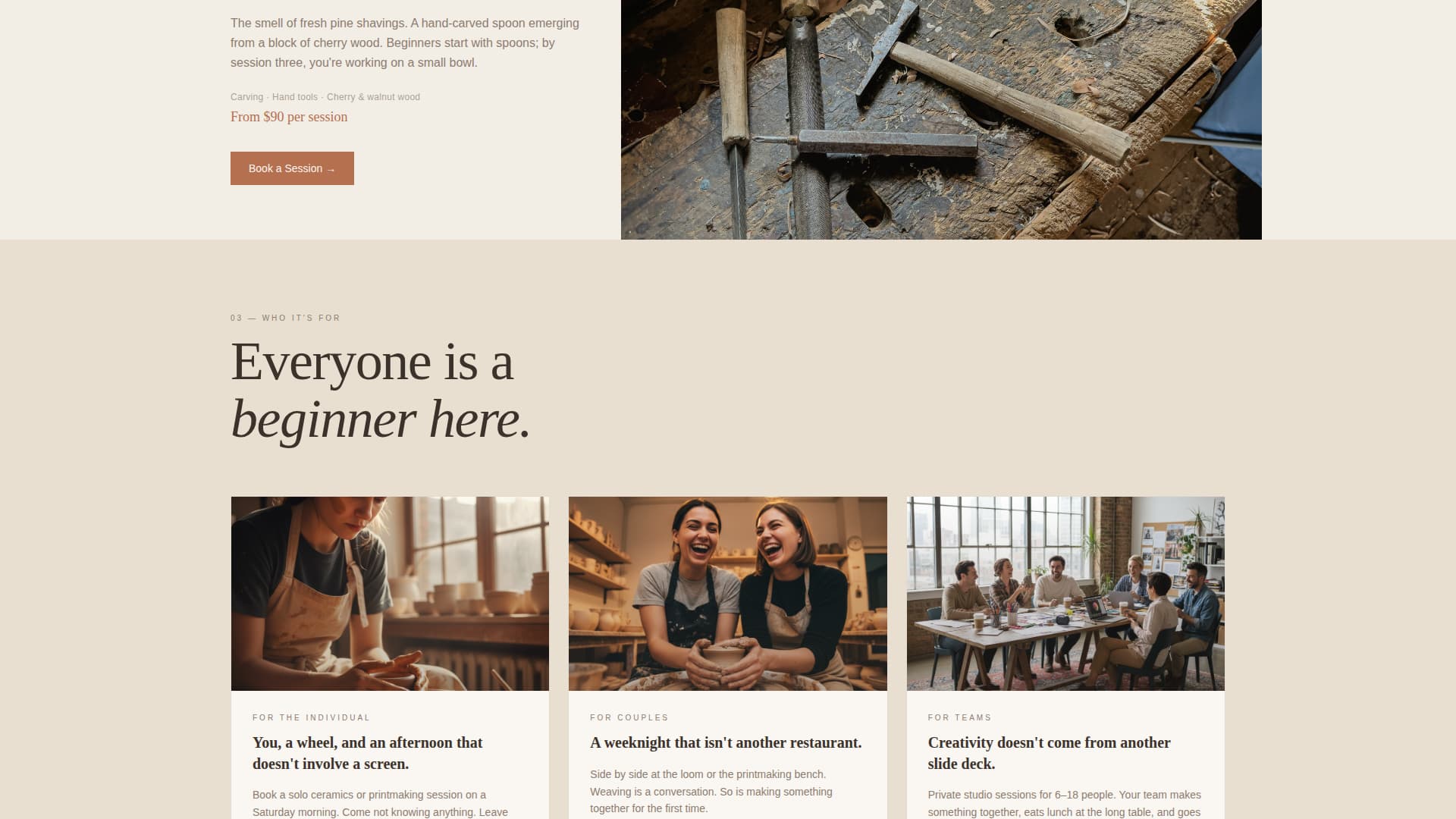 Atelier - Inspiring Makerspace Landing Page Template