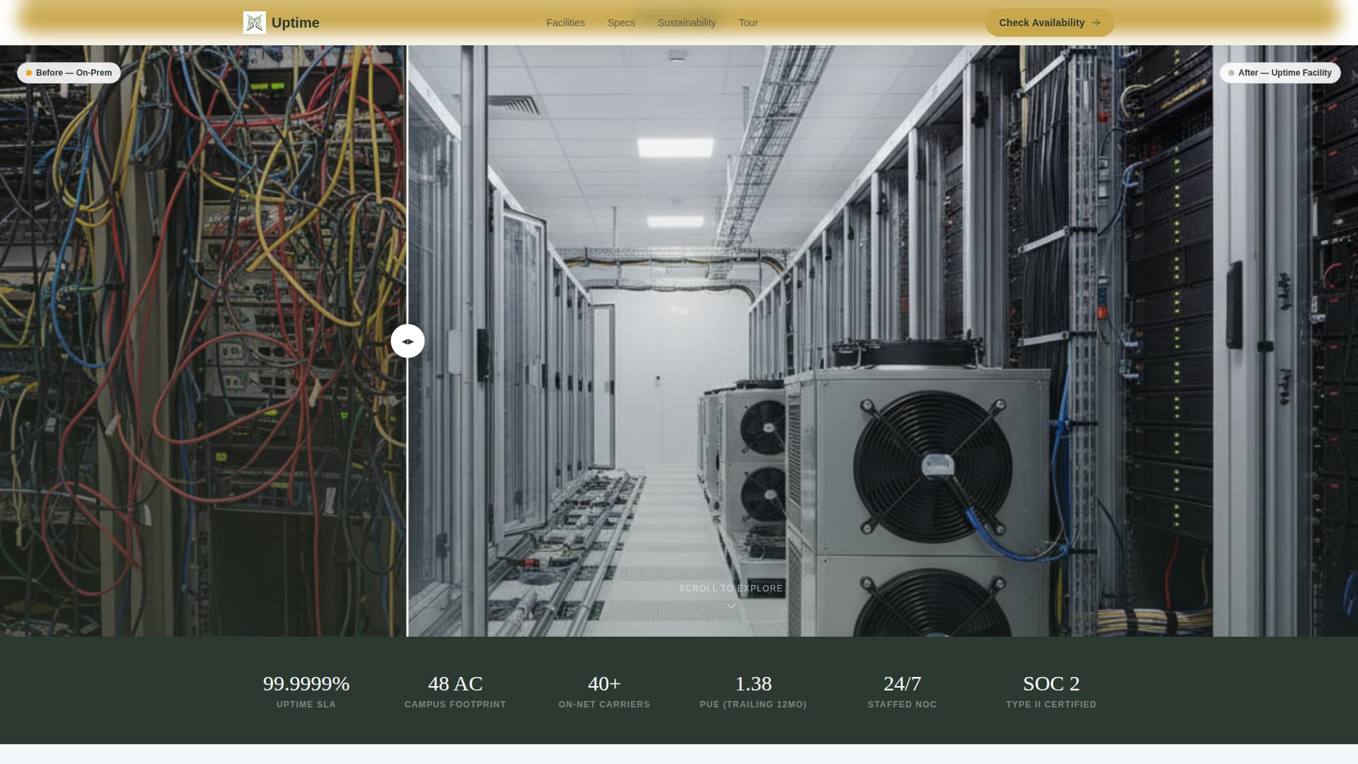 Uptime - Serene Colocation Landing Page Template