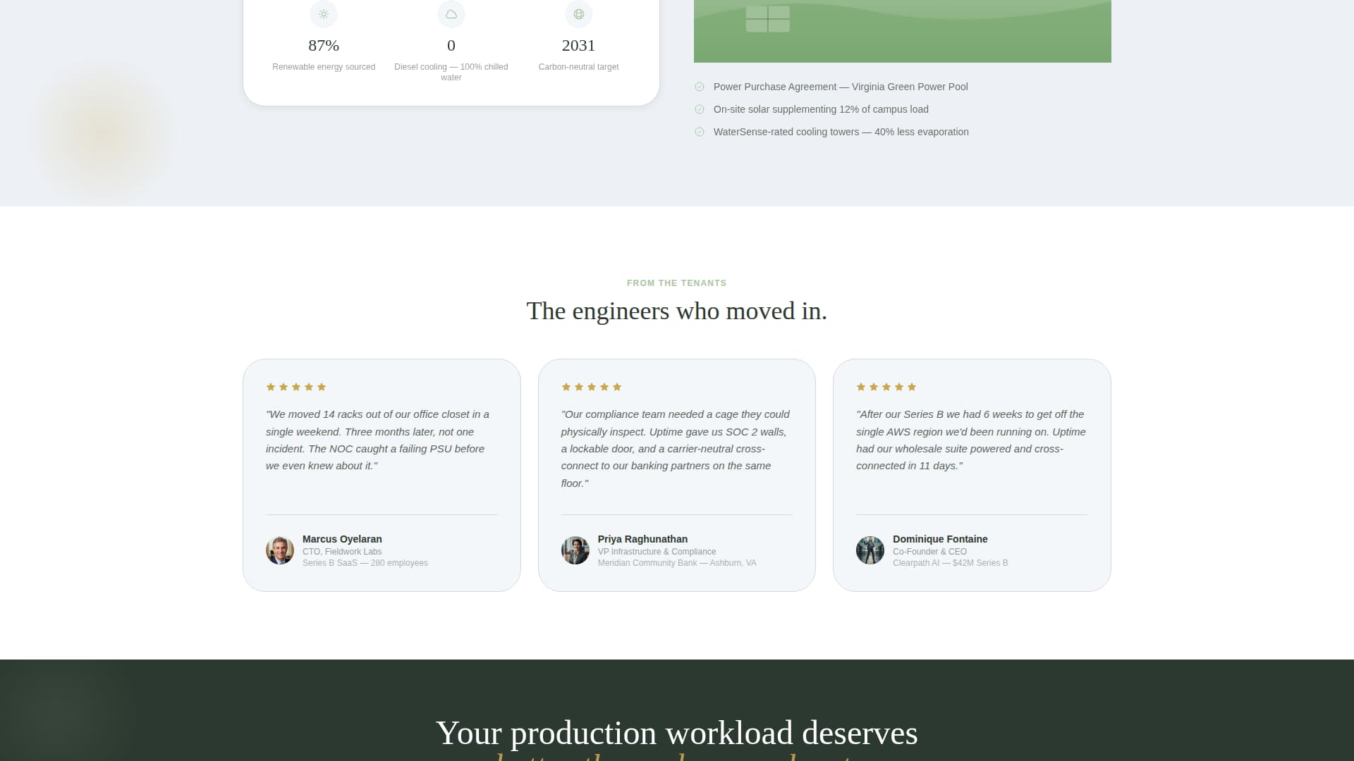 Uptime - Serene Colocation Landing Page Template