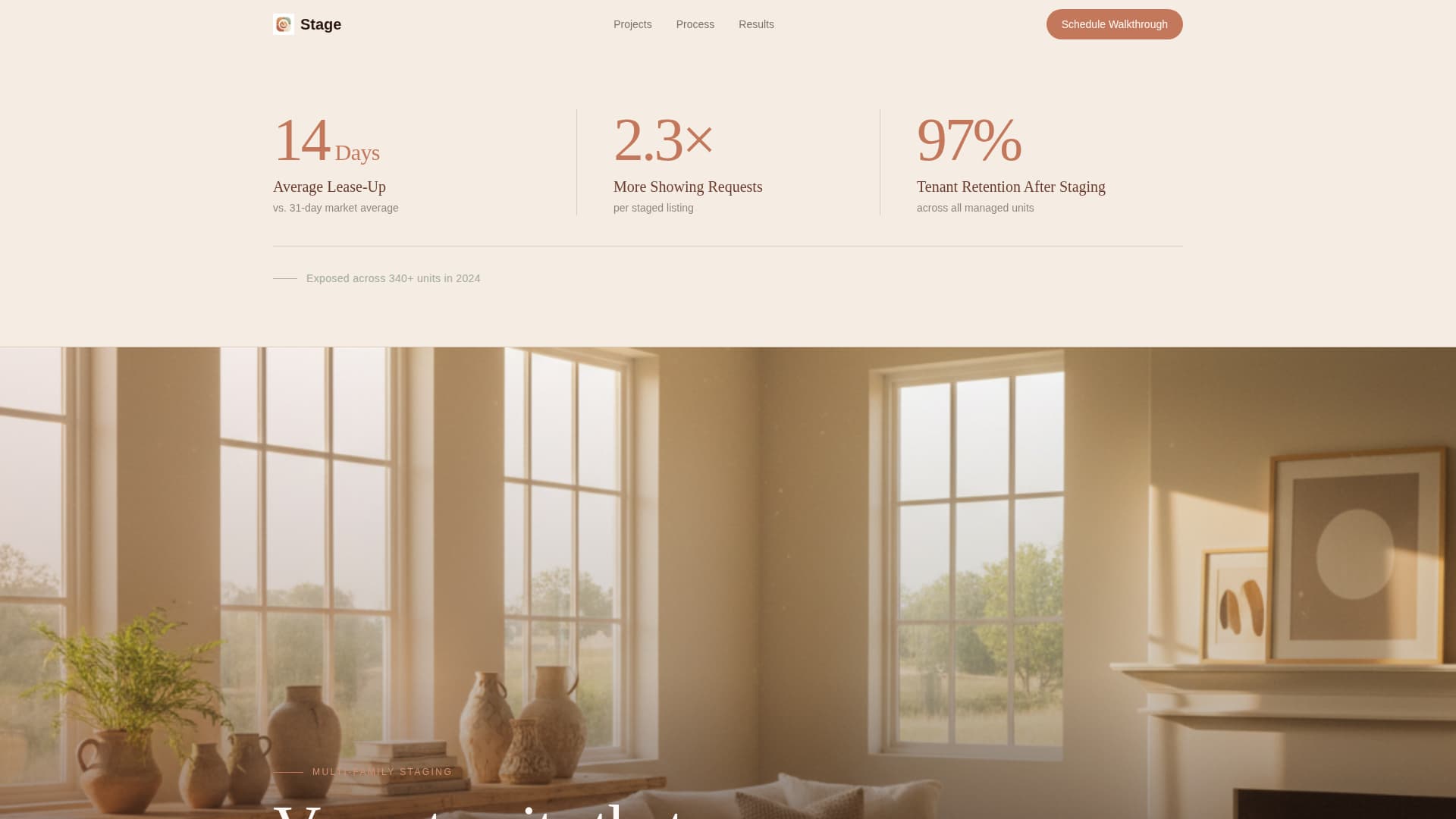 Stagefront - Luxe Multifamily Landing Page Template